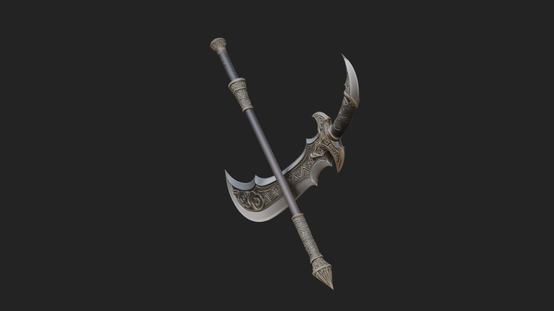 Curved Blade Polearm Model Design 1 3D Print Model 3D Model