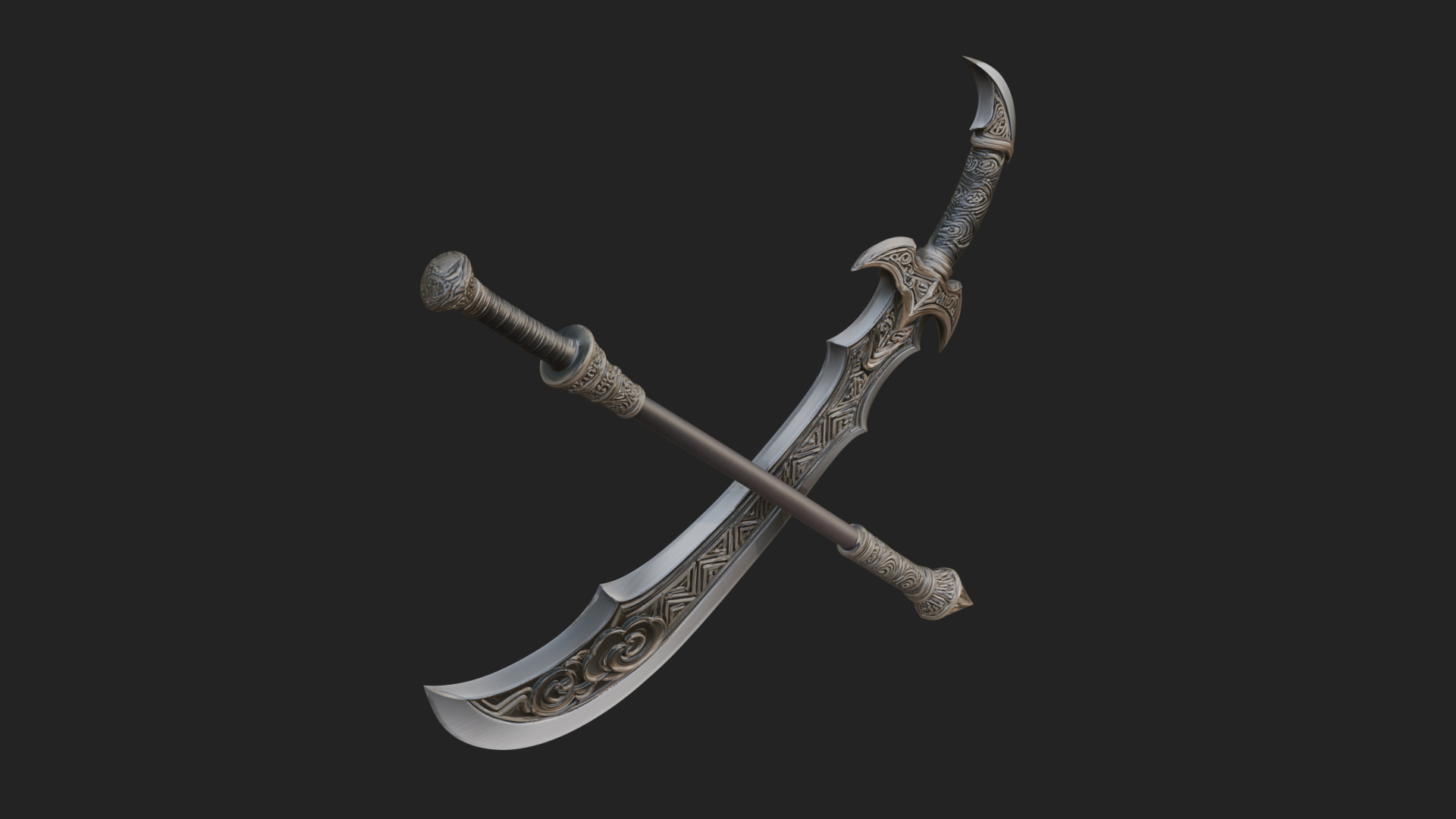 Curved Blade Polearm Model Design 1 3D Print Model 3D Model