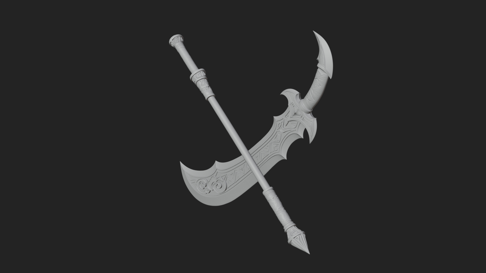 Curved Blade Polearm Model Design 1 3D Print Model 3D Model