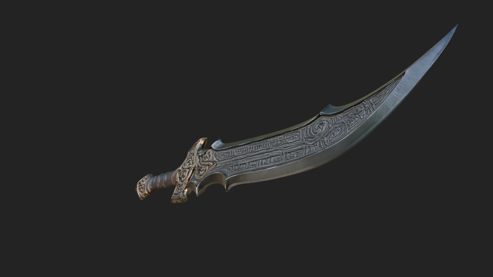 Curved Blade Polearm Model Design 2 3D Print Model 3D Model