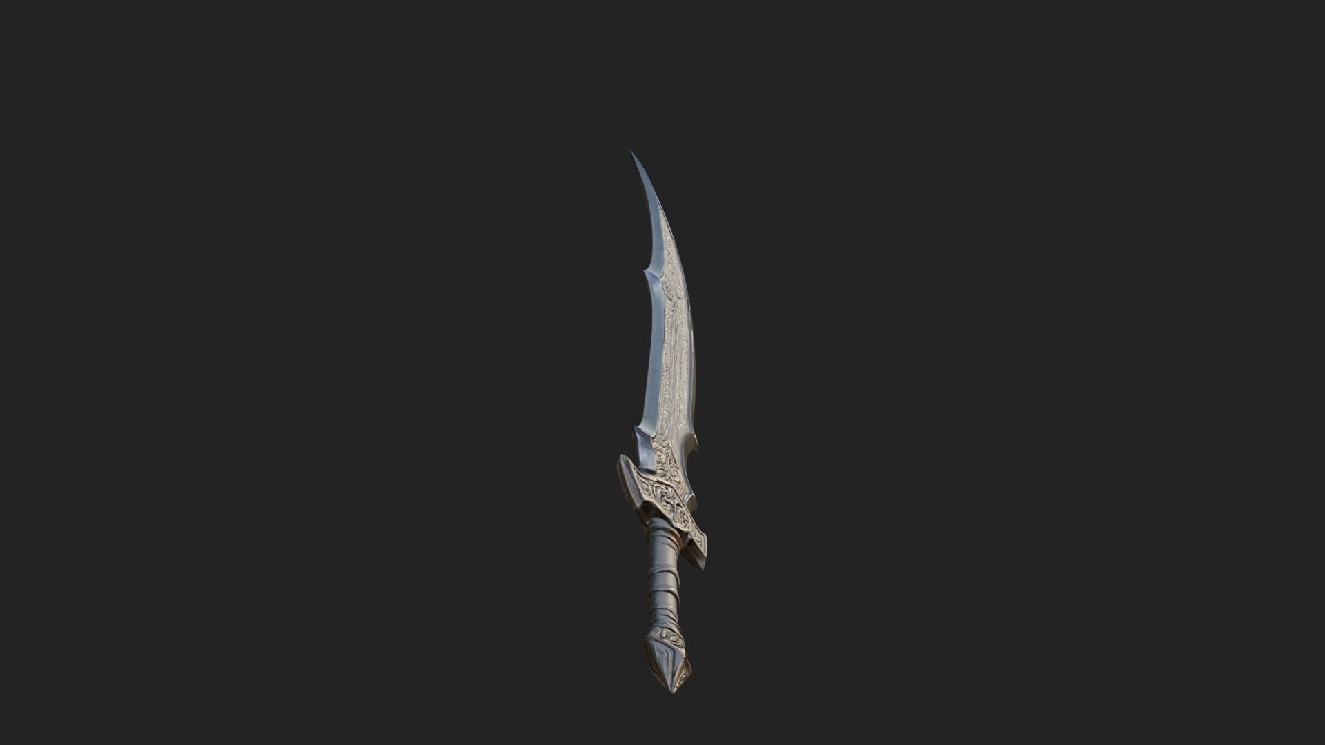 Curved Blade Polearm Model Design 2 3D Print Model 3D Model