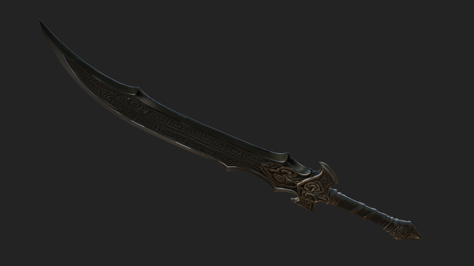 Curved Blade Polearm Model Design 2 3D Print Model 3D Model