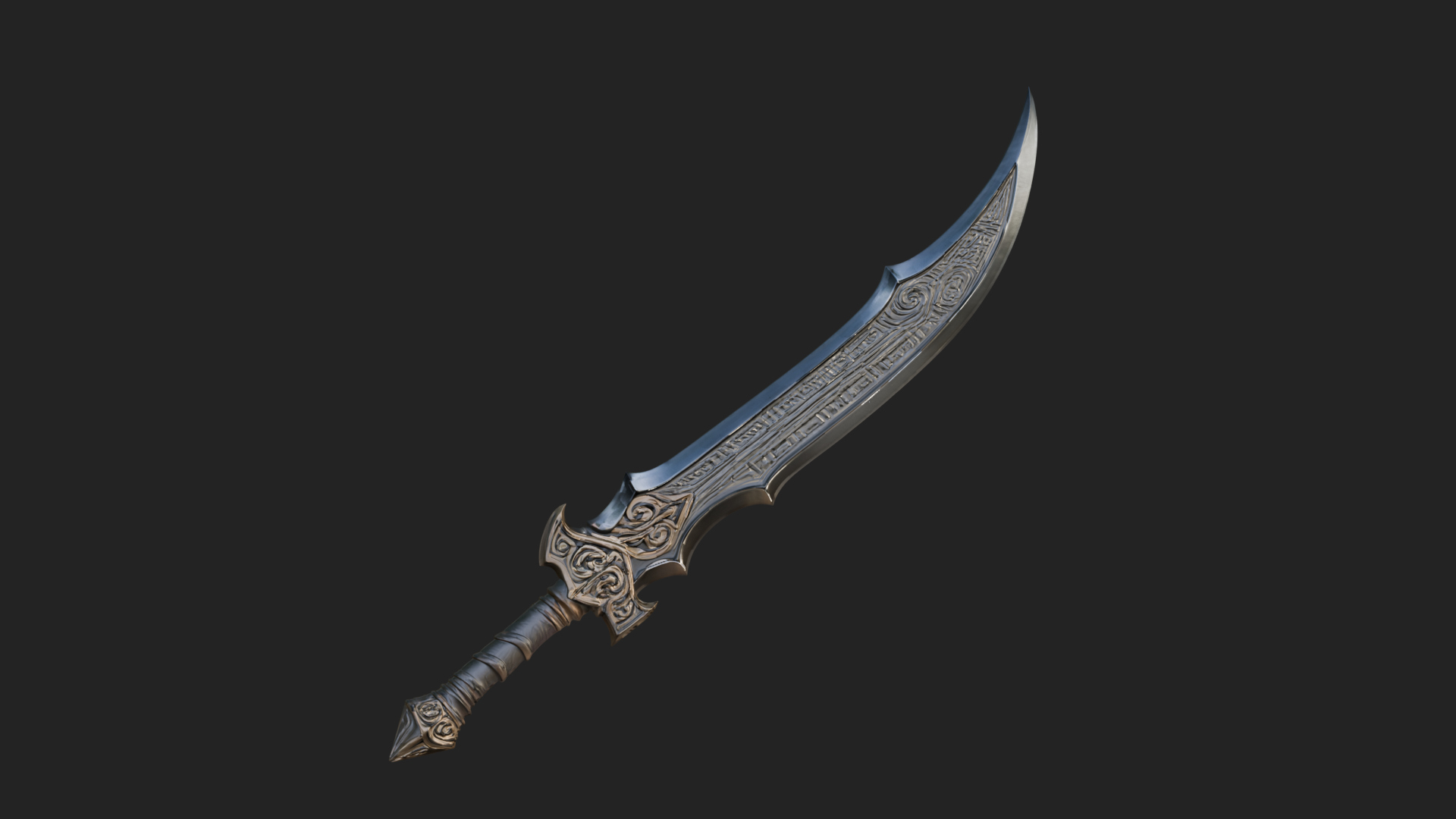 Curved Blade Polearm Model Design 2 3D Print Model 3D Model