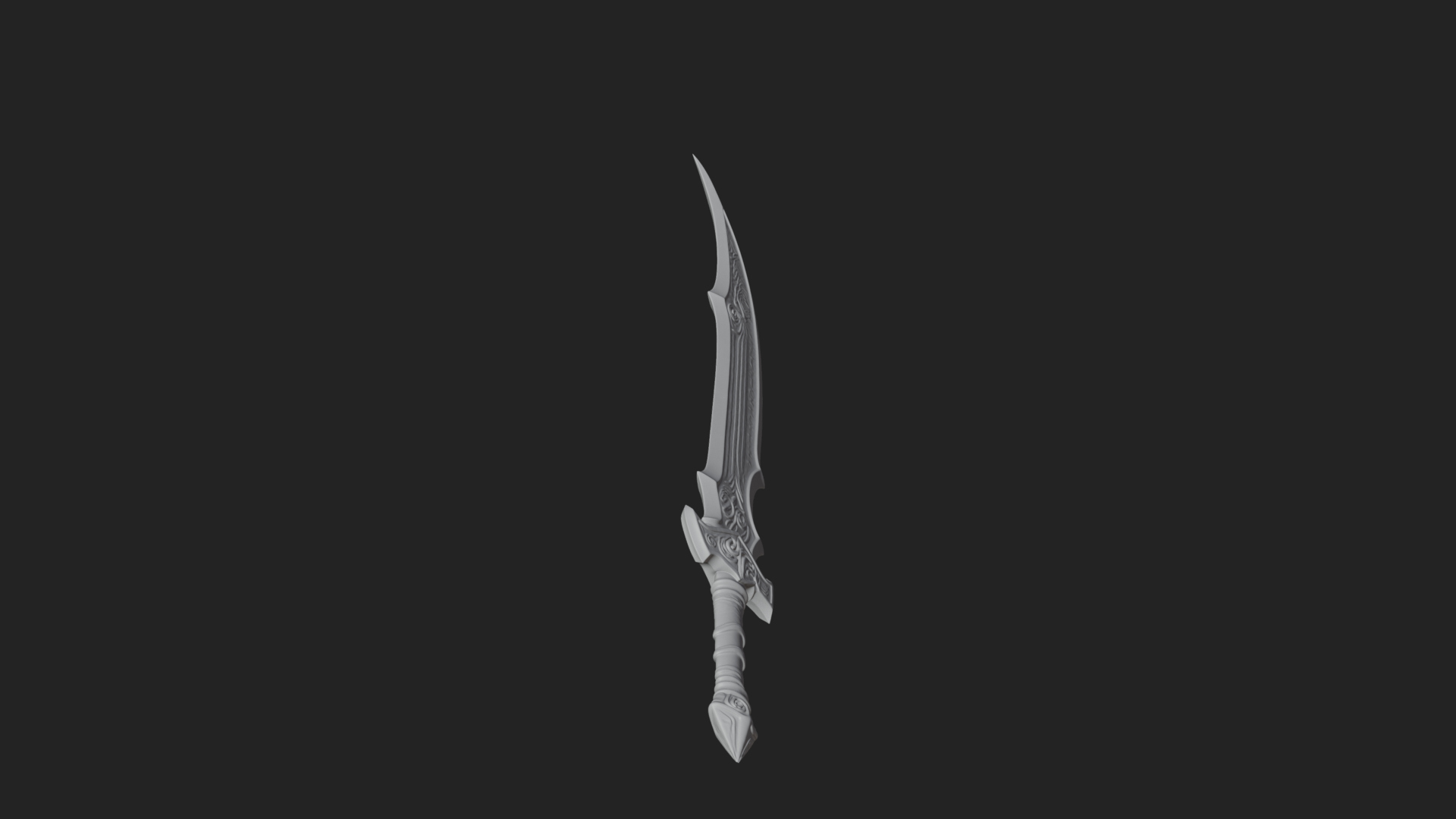 Curved Blade Polearm Model Design 2 3D Print Model 3D Model