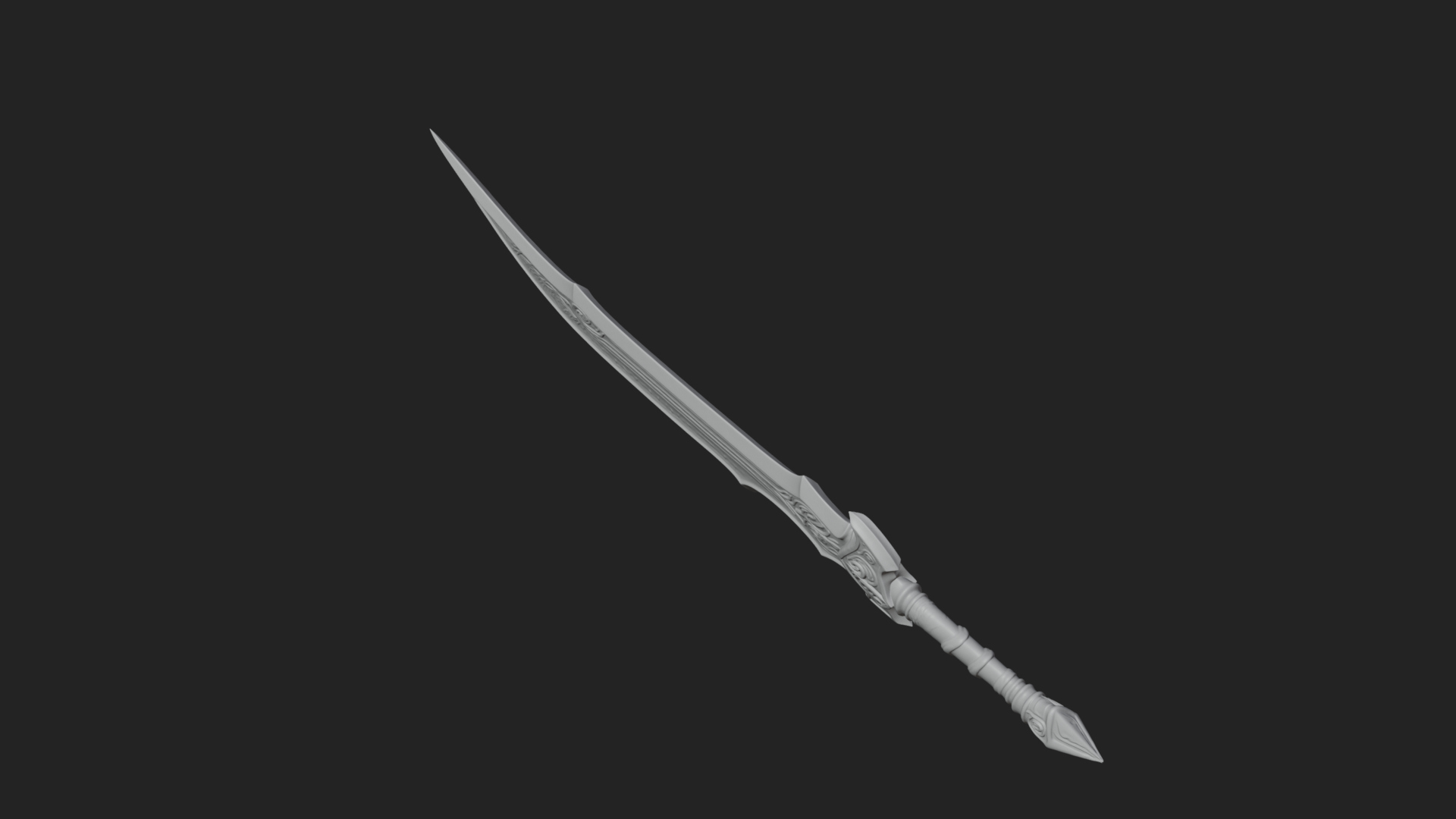 Curved Blade Polearm Model Design 2 3D Print Model 3D Model