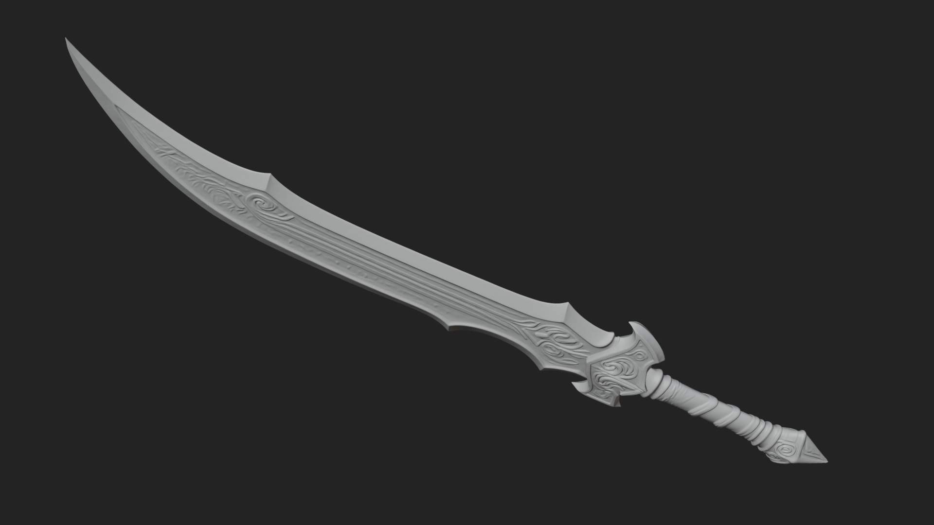 Curved Blade Polearm Model Design 2 3D Print Model 3D Model