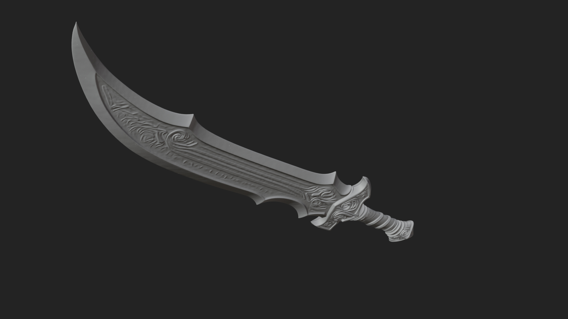 Curved Blade Polearm Model Design 2 3D Print Model 3D Model