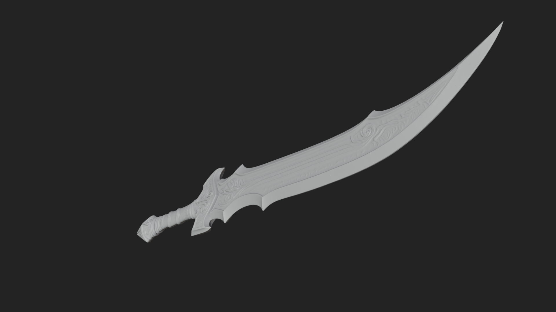 Curved Blade Polearm Model Design 2 3D Print Model 3D Model