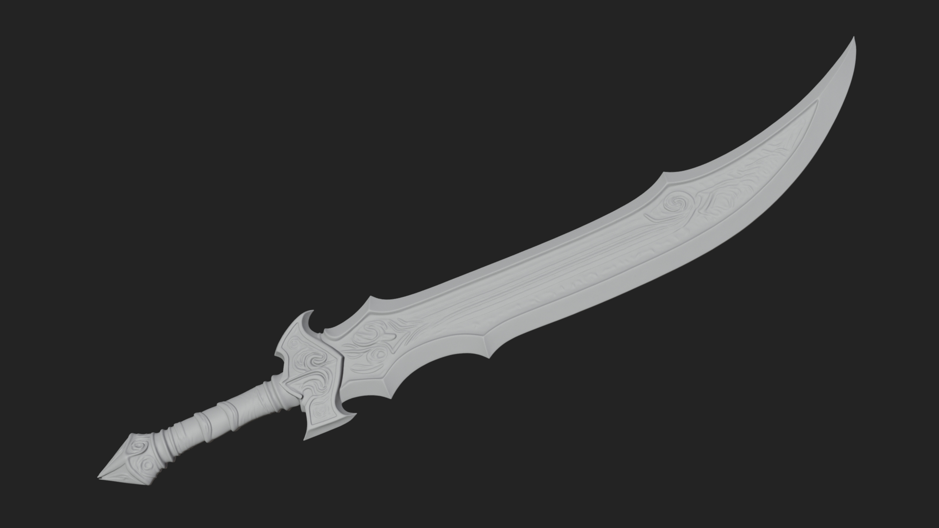 Curved Blade Polearm Model Design 2 3D Print Model 3D Model