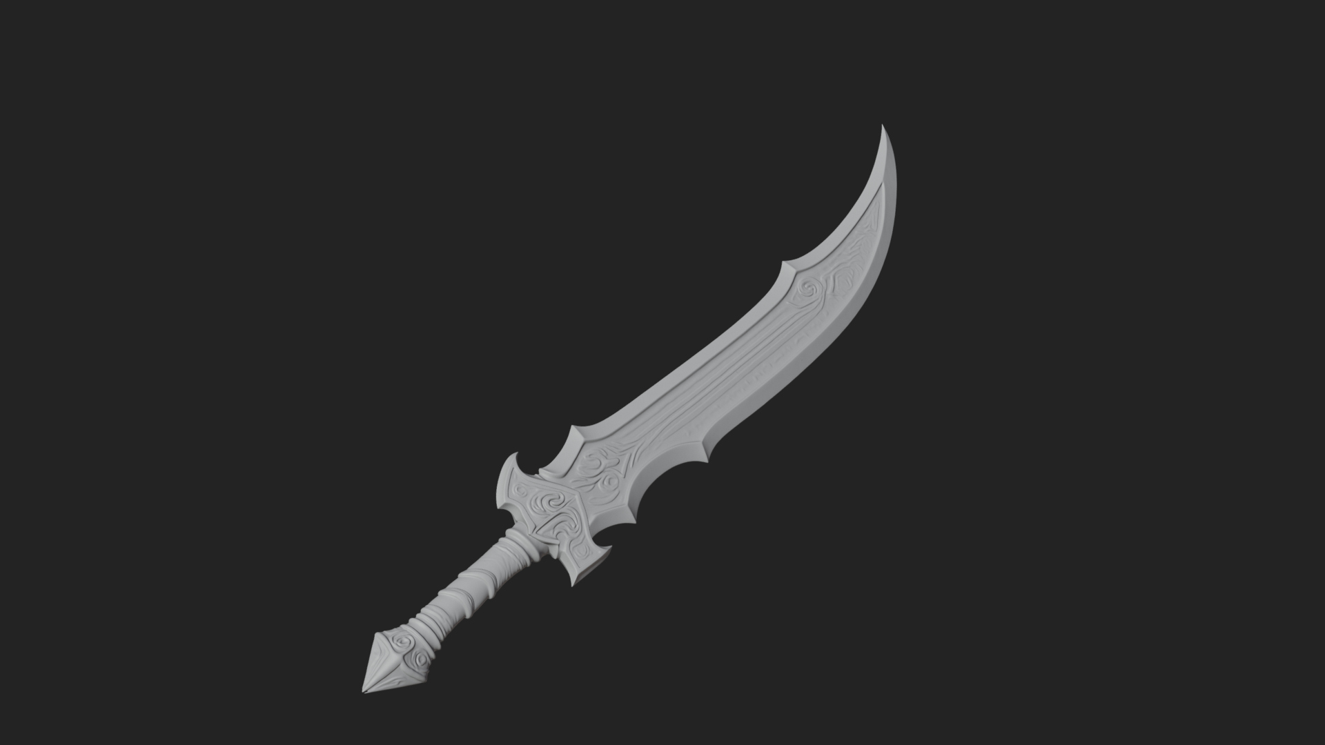 Curved Blade Polearm Model Design 2 3D Print Model 3D Model
