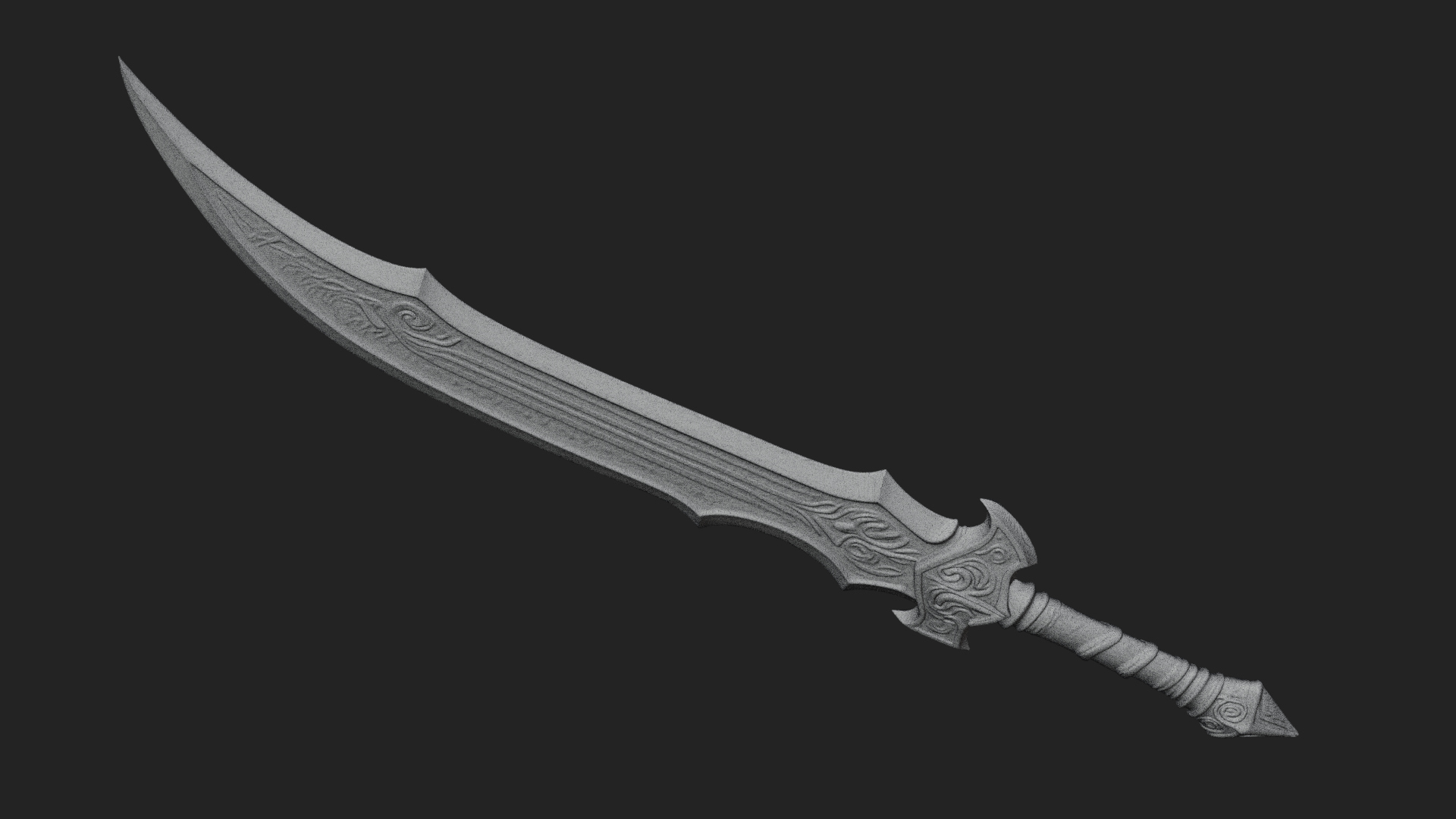 Curved Blade Polearm Model Design 2 3D Print Model 3D Model