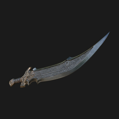 Curved Blade Polearm Model Design 2 3D Print Model