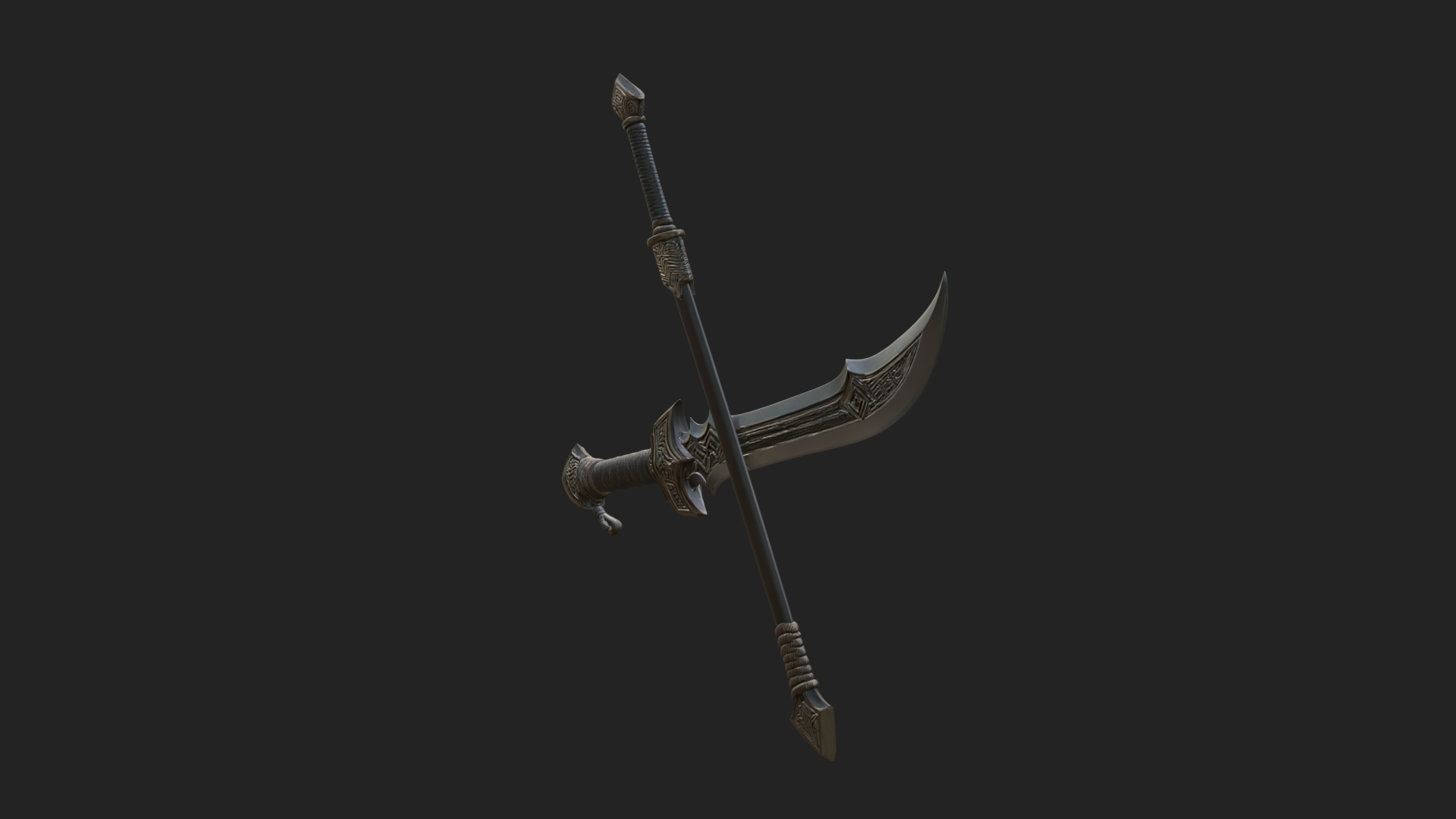 Curved Blade Polearm Model Design 3 3D Print Model 3D Model