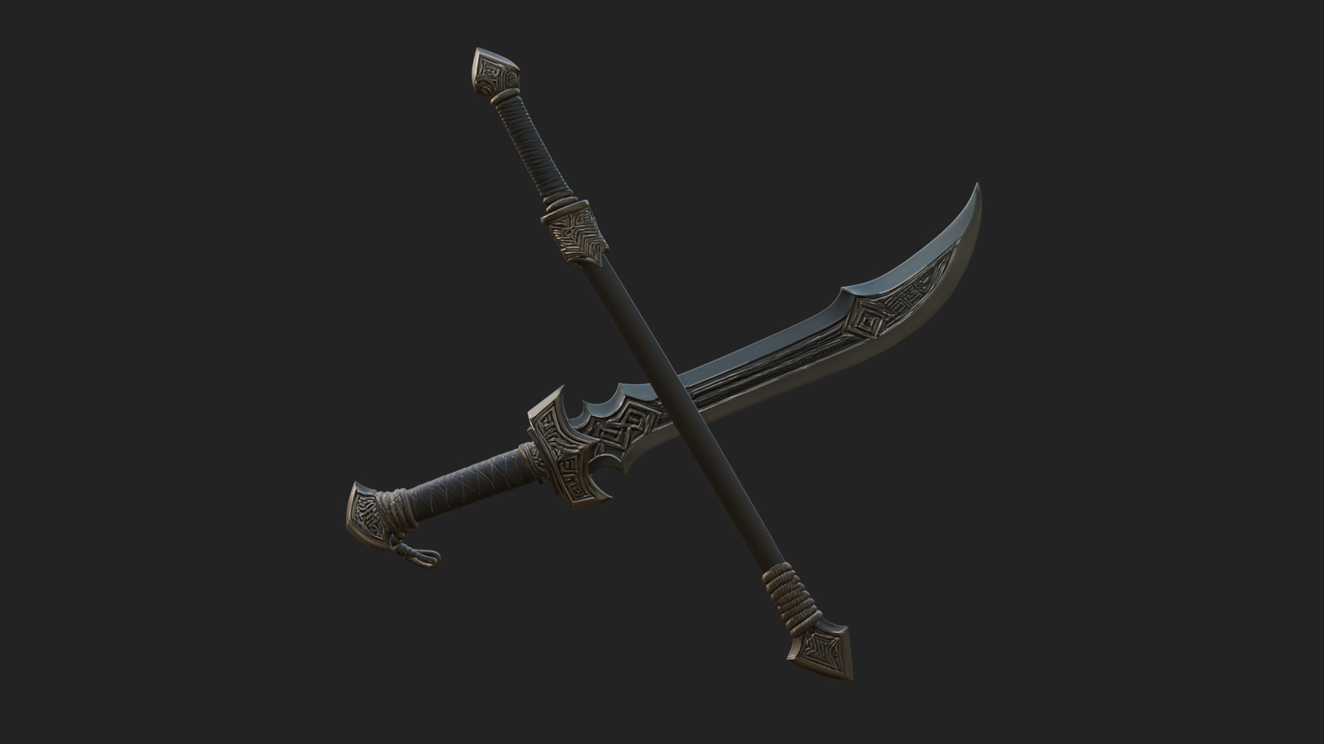 Curved Blade Polearm Model Design 3 3D Print Model 3D Model