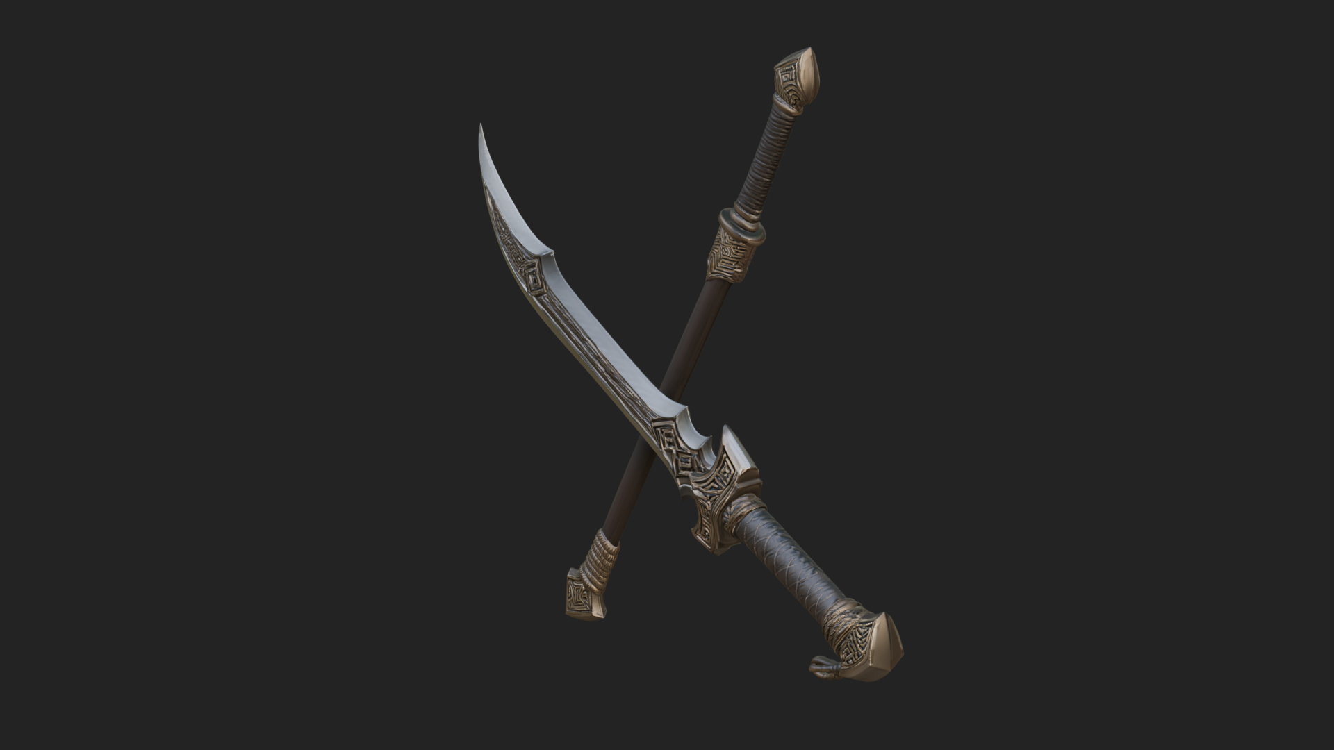 Curved Blade Polearm Model Design 3 3D Print Model 3D Model