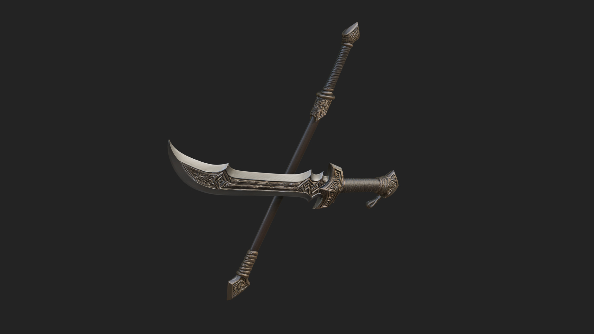 Curved Blade Polearm Model Design 3 3D Print Model 3D Model