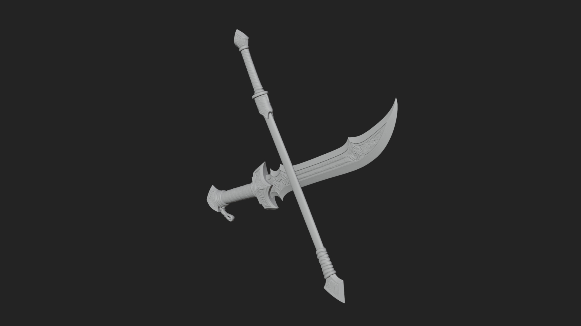 Curved Blade Polearm Model Design 3 3D Print Model 3D Model