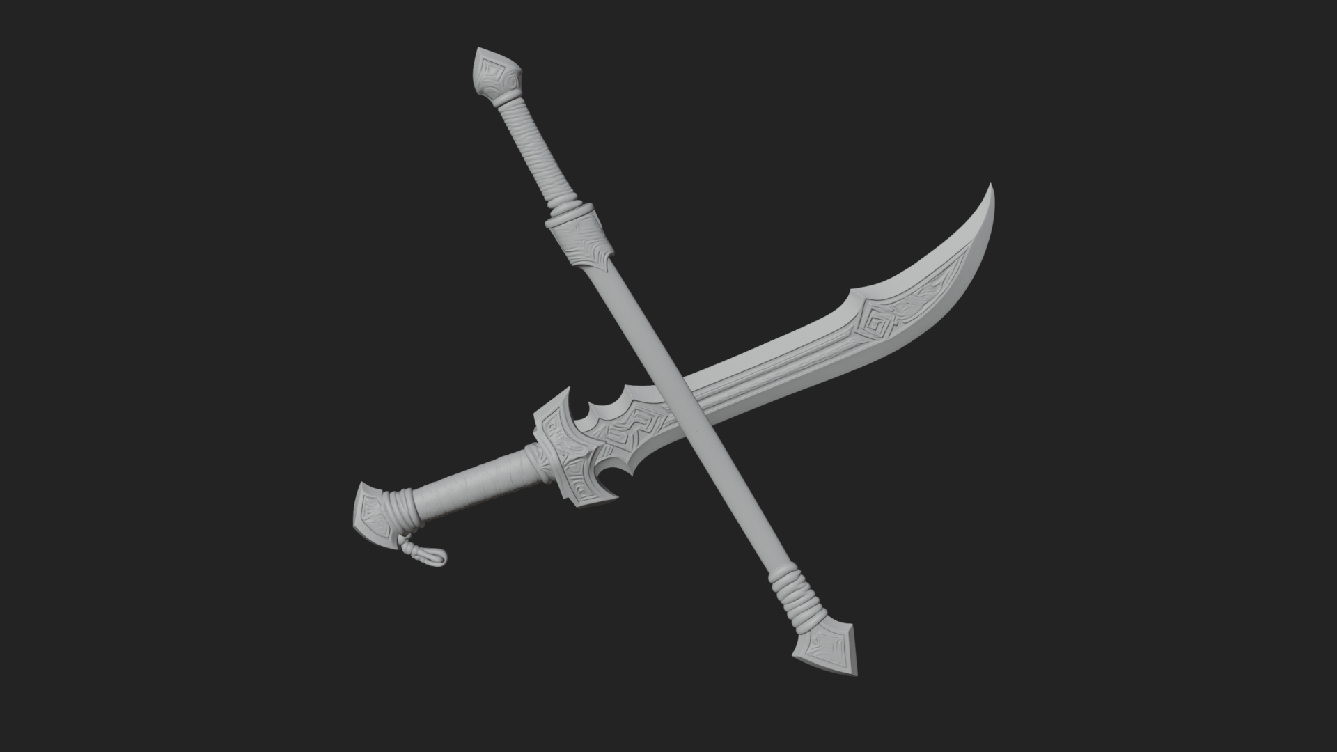 Curved Blade Polearm Model Design 3 3D Print Model 3D Model