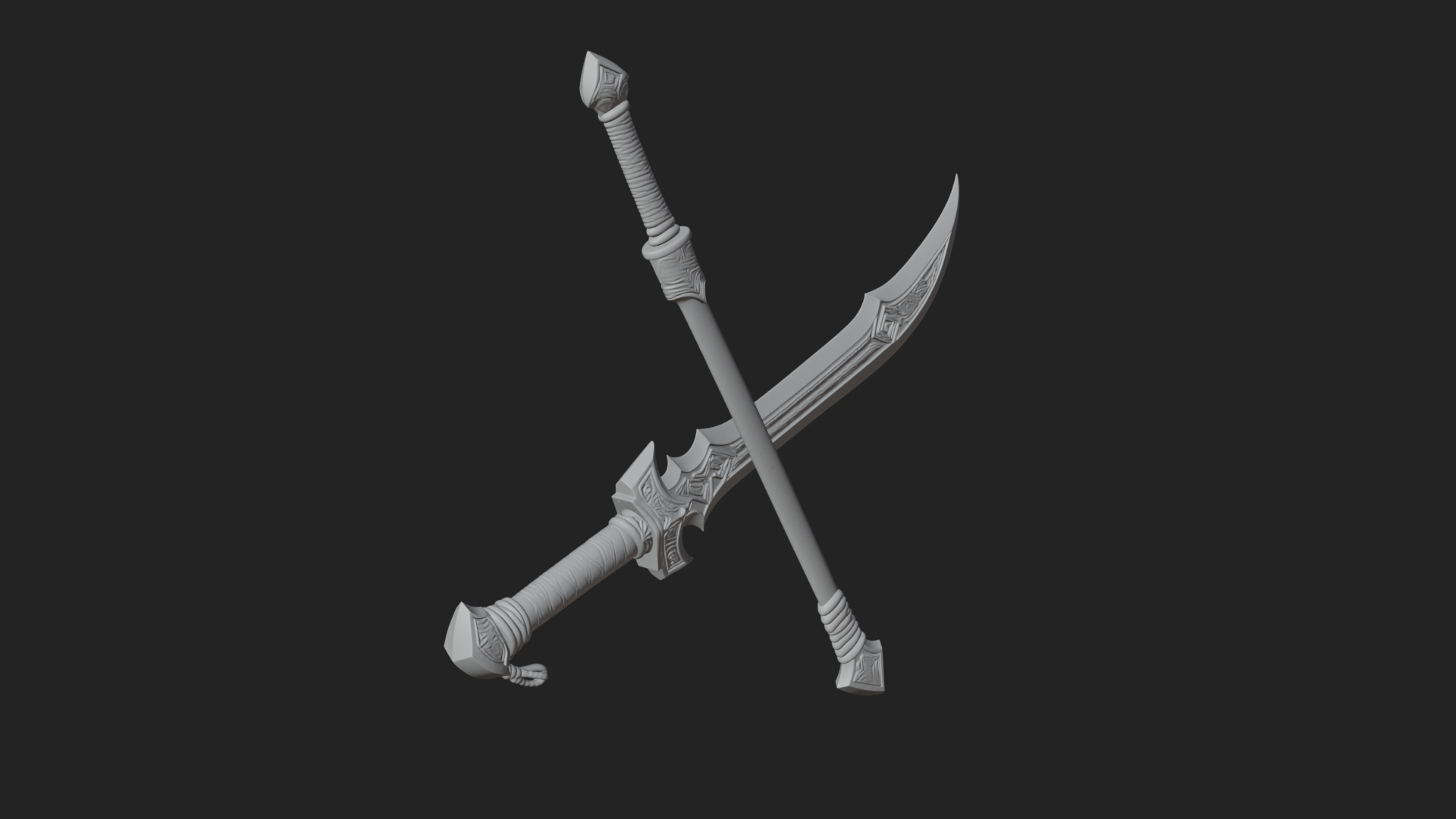 Curved Blade Polearm Model Design 3 3D Print Model 3D Model