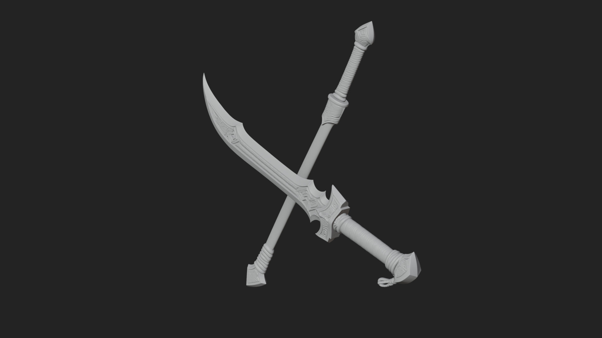 Curved Blade Polearm Model Design 3 3D Print Model 3D Model