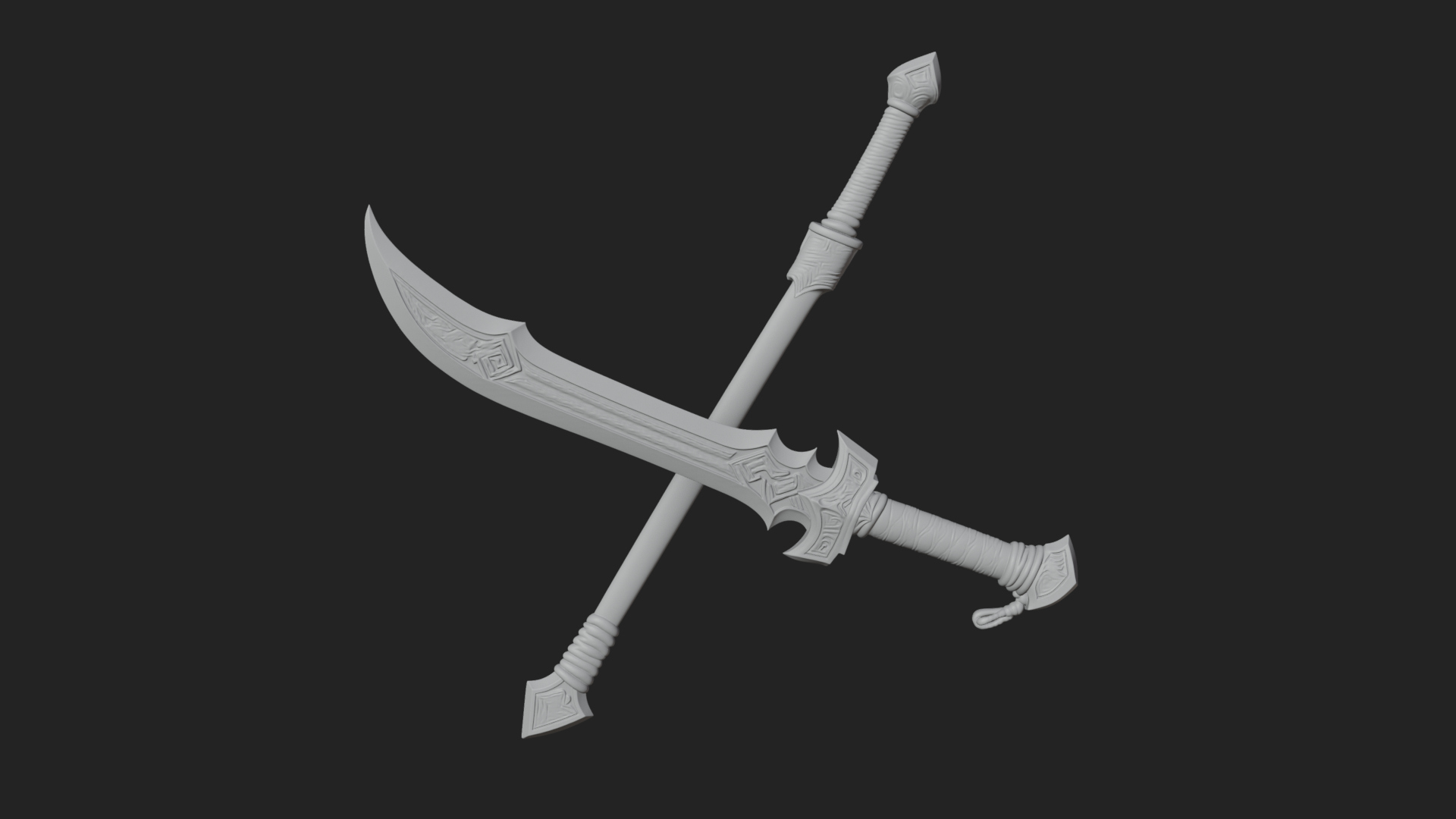 Curved Blade Polearm Model Design 3 3D Print Model 3D Model