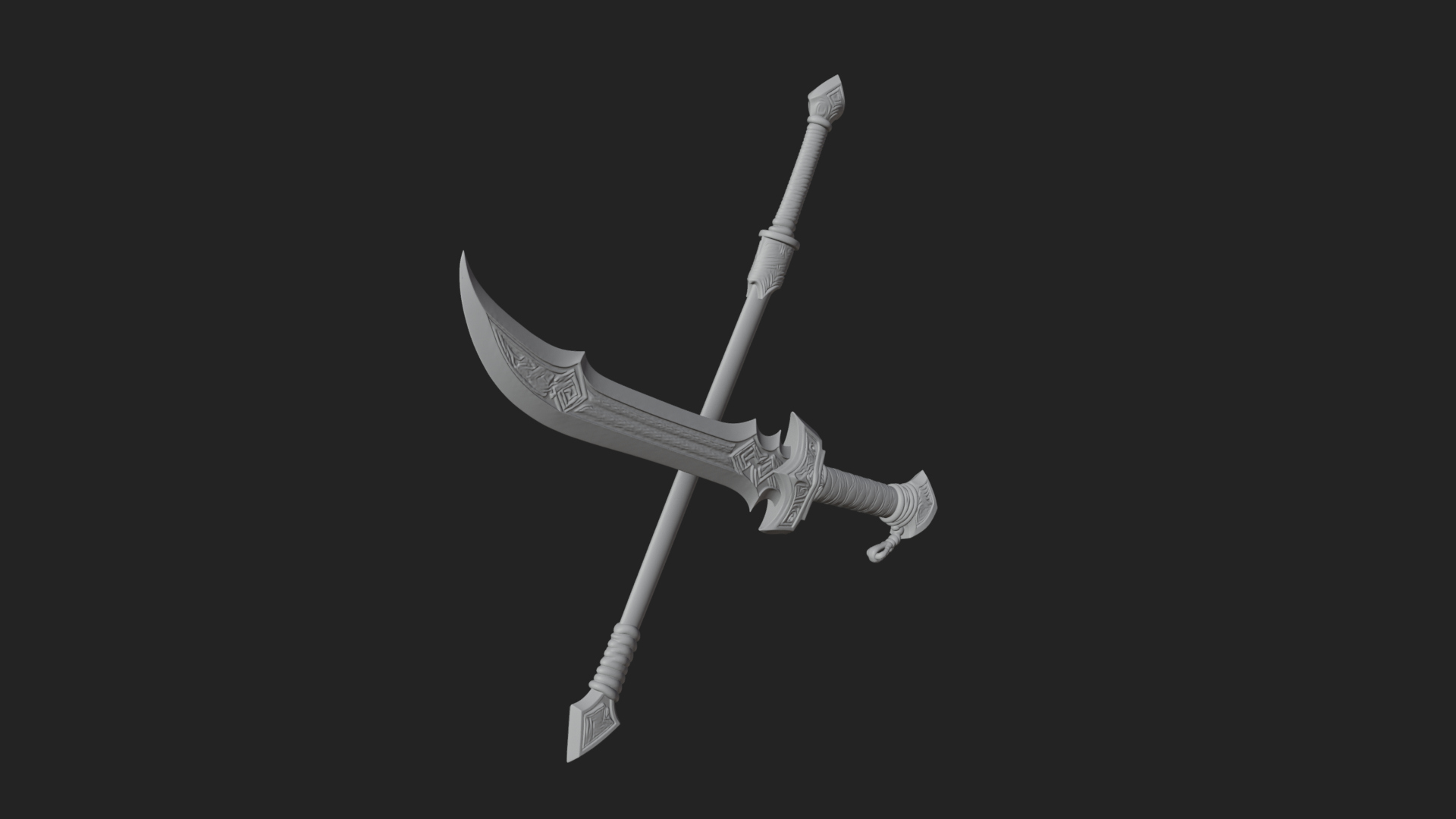 Curved Blade Polearm Model Design 3 3D Print Model 3D Model