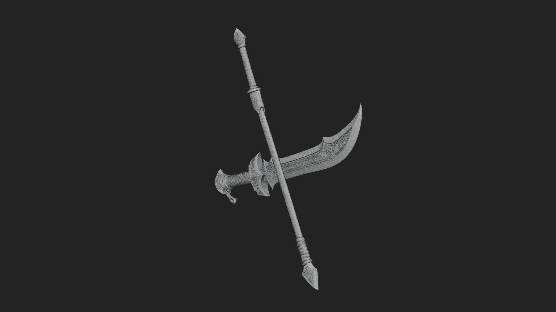 Curved Blade Polearm Model Design 3 3D Print Model 3D Model