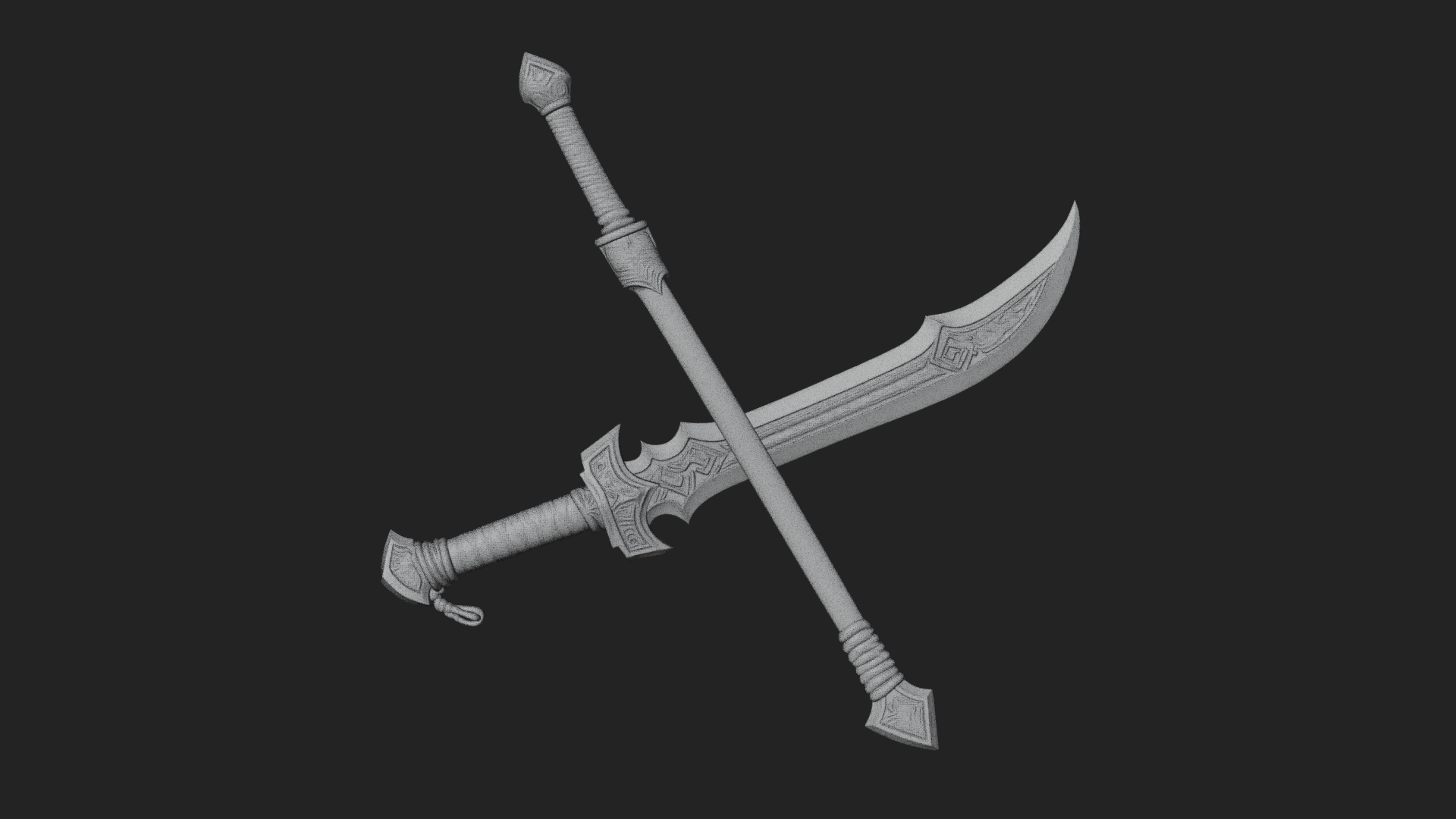 Curved Blade Polearm Model Design 3 3D Print Model 3D Model