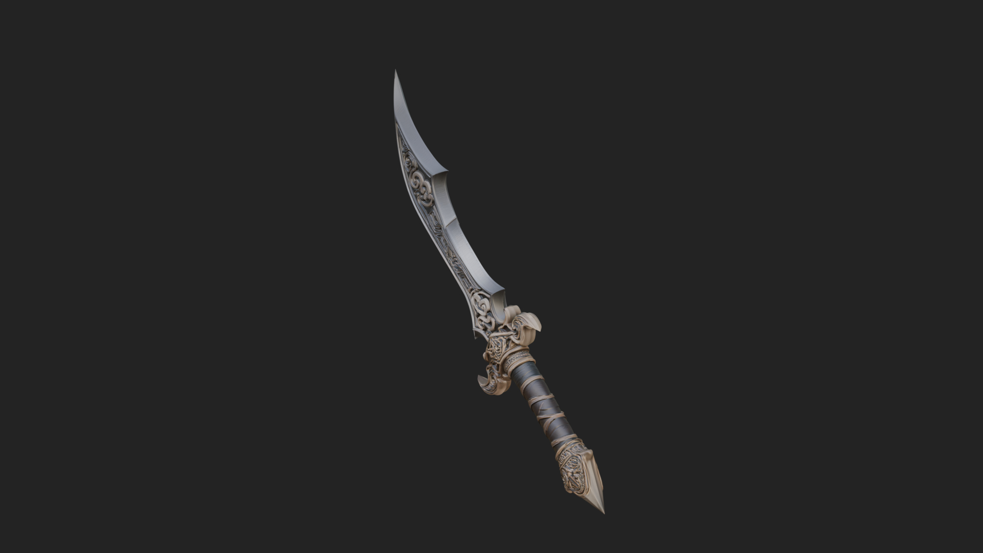 Curved Elven Sabre Model Design 1 3D Print Model 3D Model