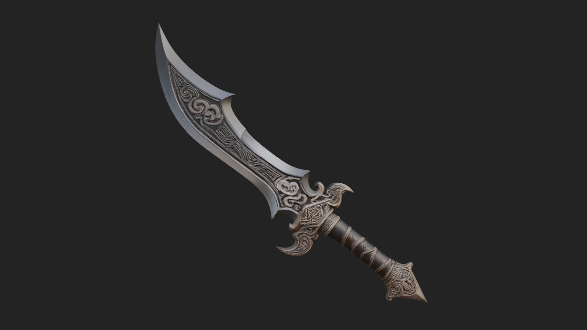 Curved Elven Sabre Model Design 1 3D Print Model 3D Model