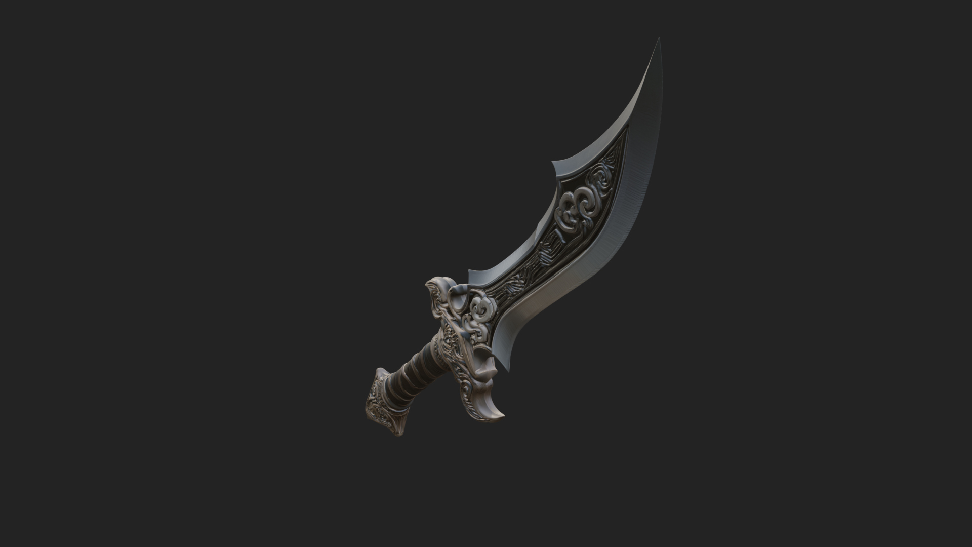 Curved Elven Sabre Model Design 1 3D Print Model 3D Model