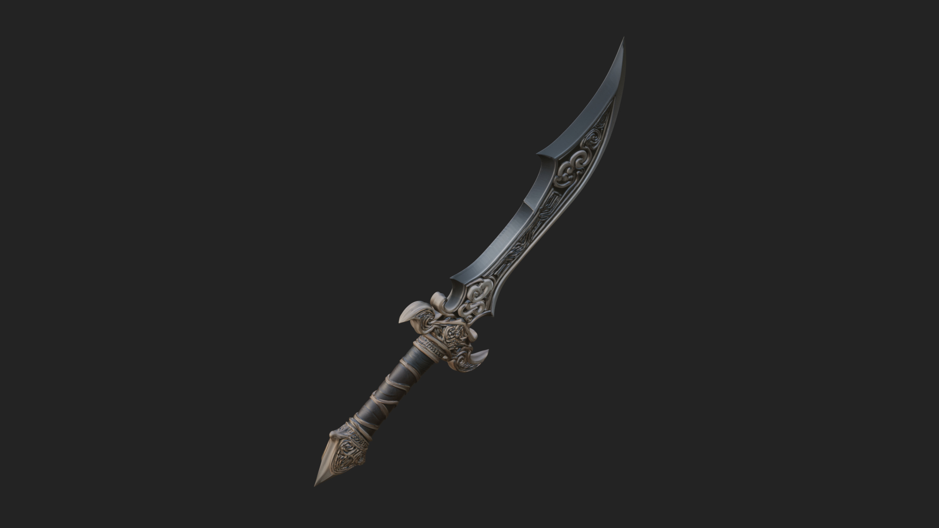 Curved Elven Sabre Model Design 1 3D Print Model 3D Model