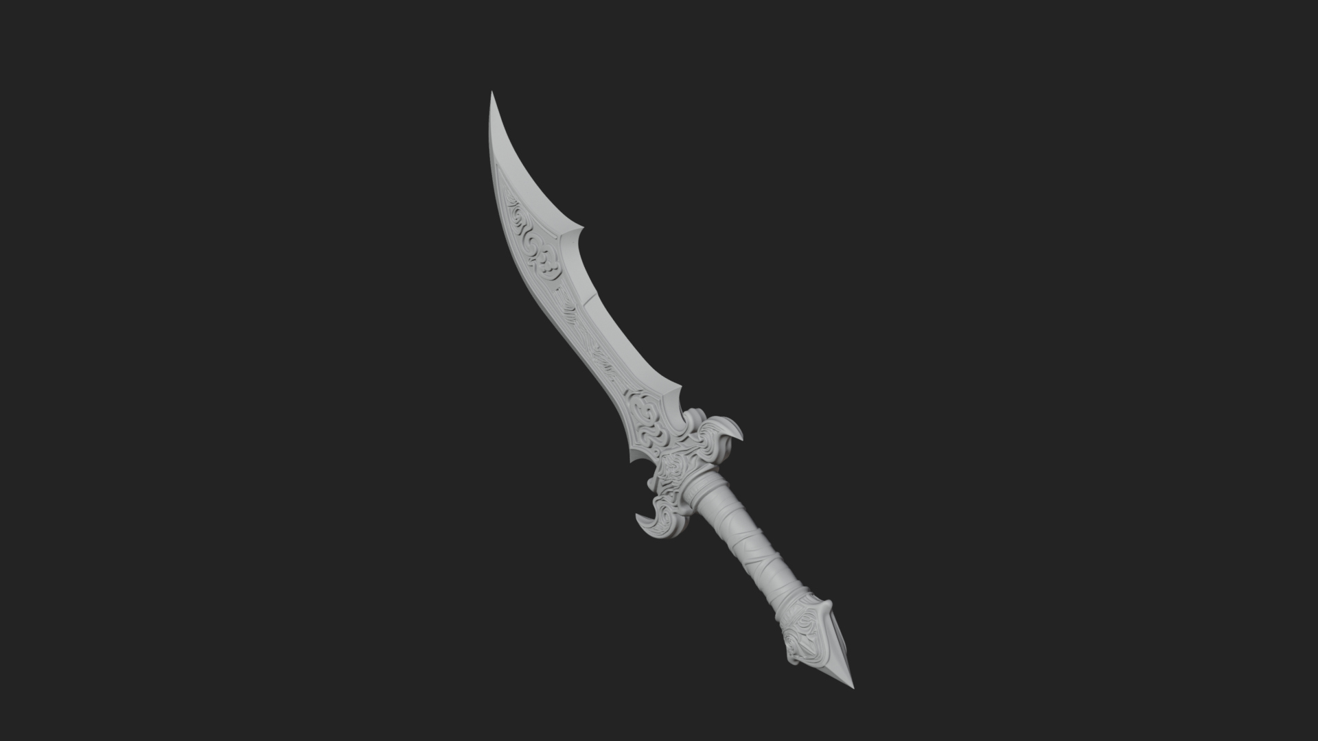 Curved Elven Sabre Model Design 1 3D Print Model 3D Model