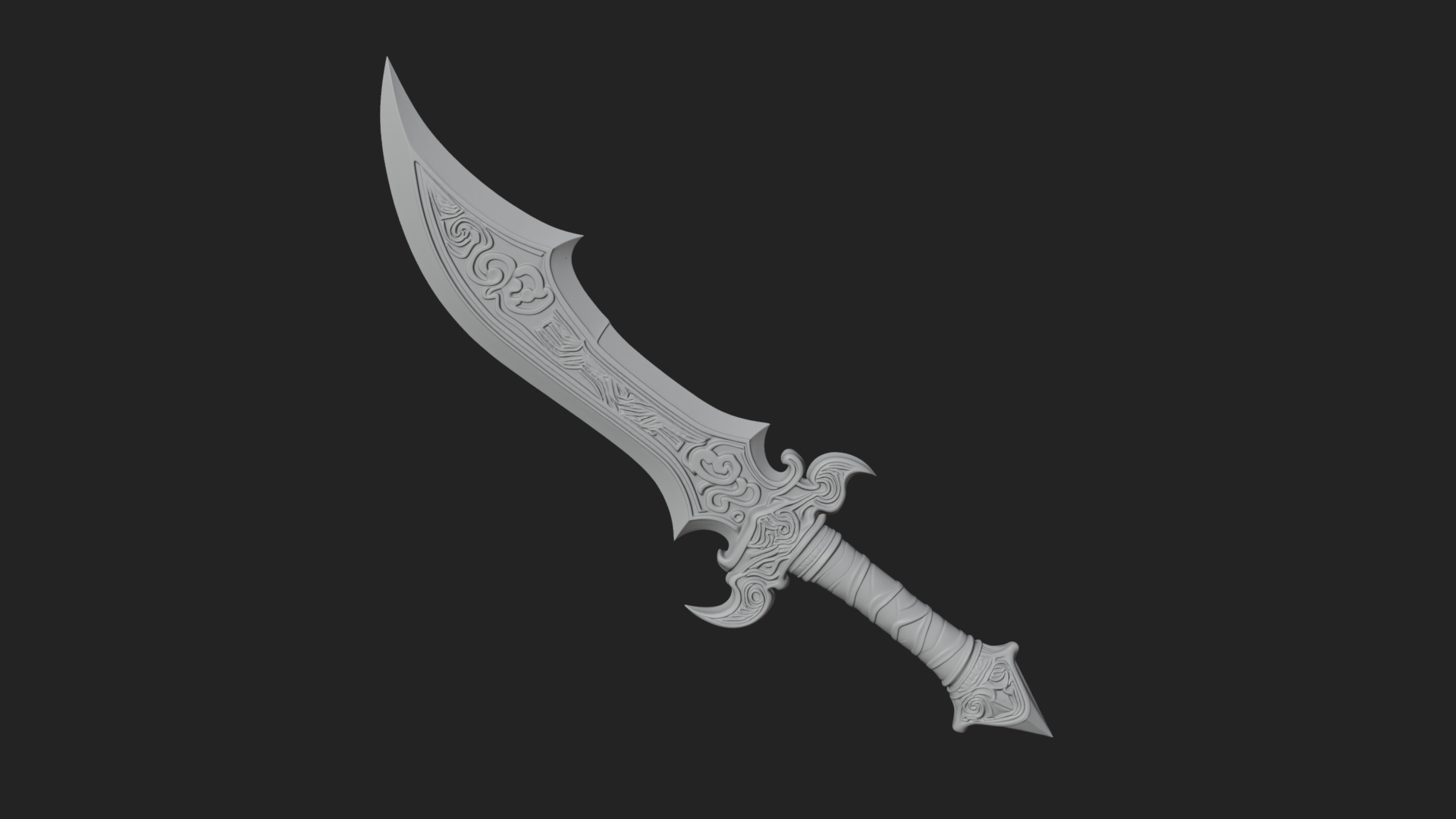 Curved Elven Sabre Model Design 1 3D Print Model 3D Model