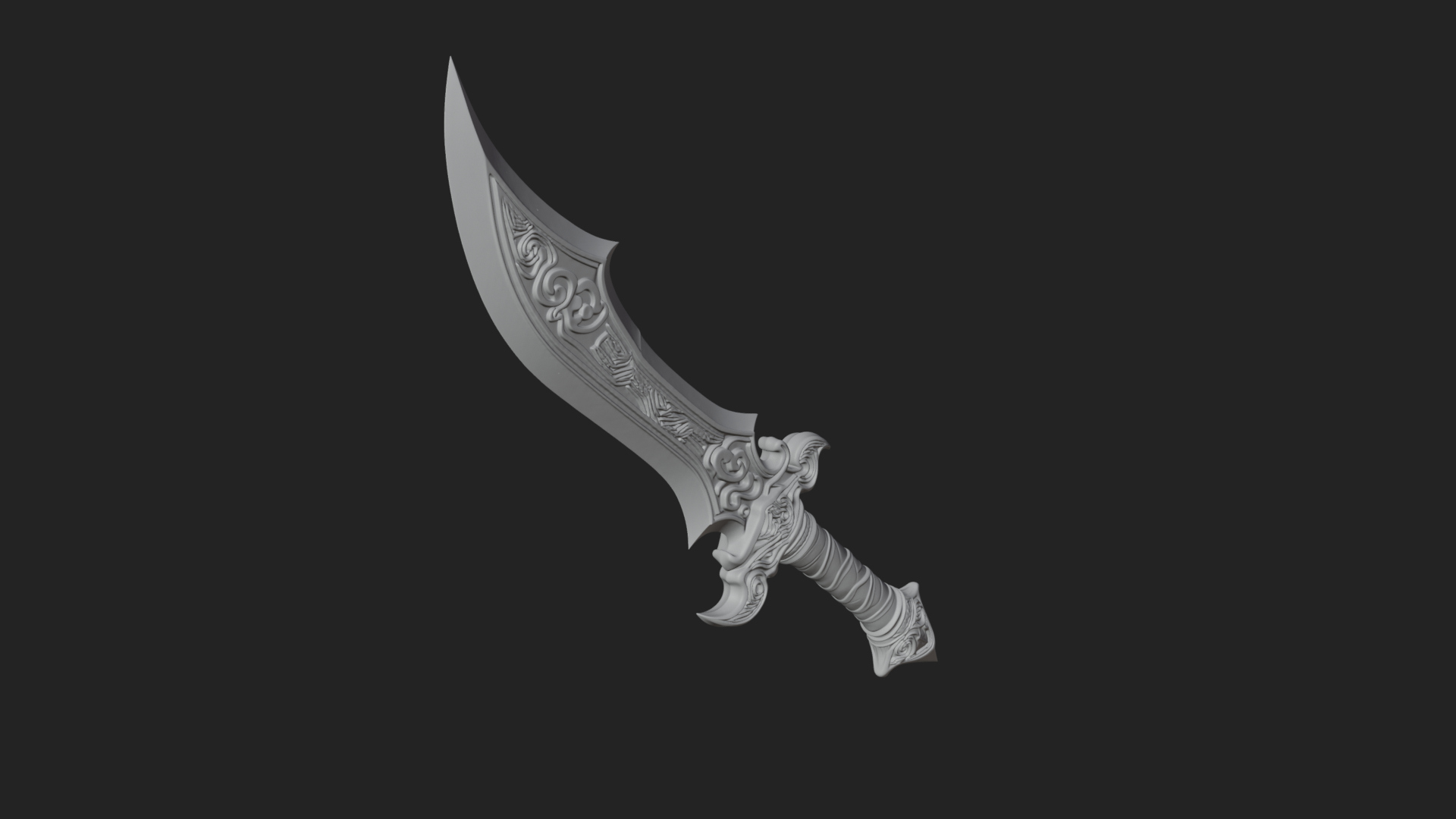 Curved Elven Sabre Model Design 1 3D Print Model 3D Model