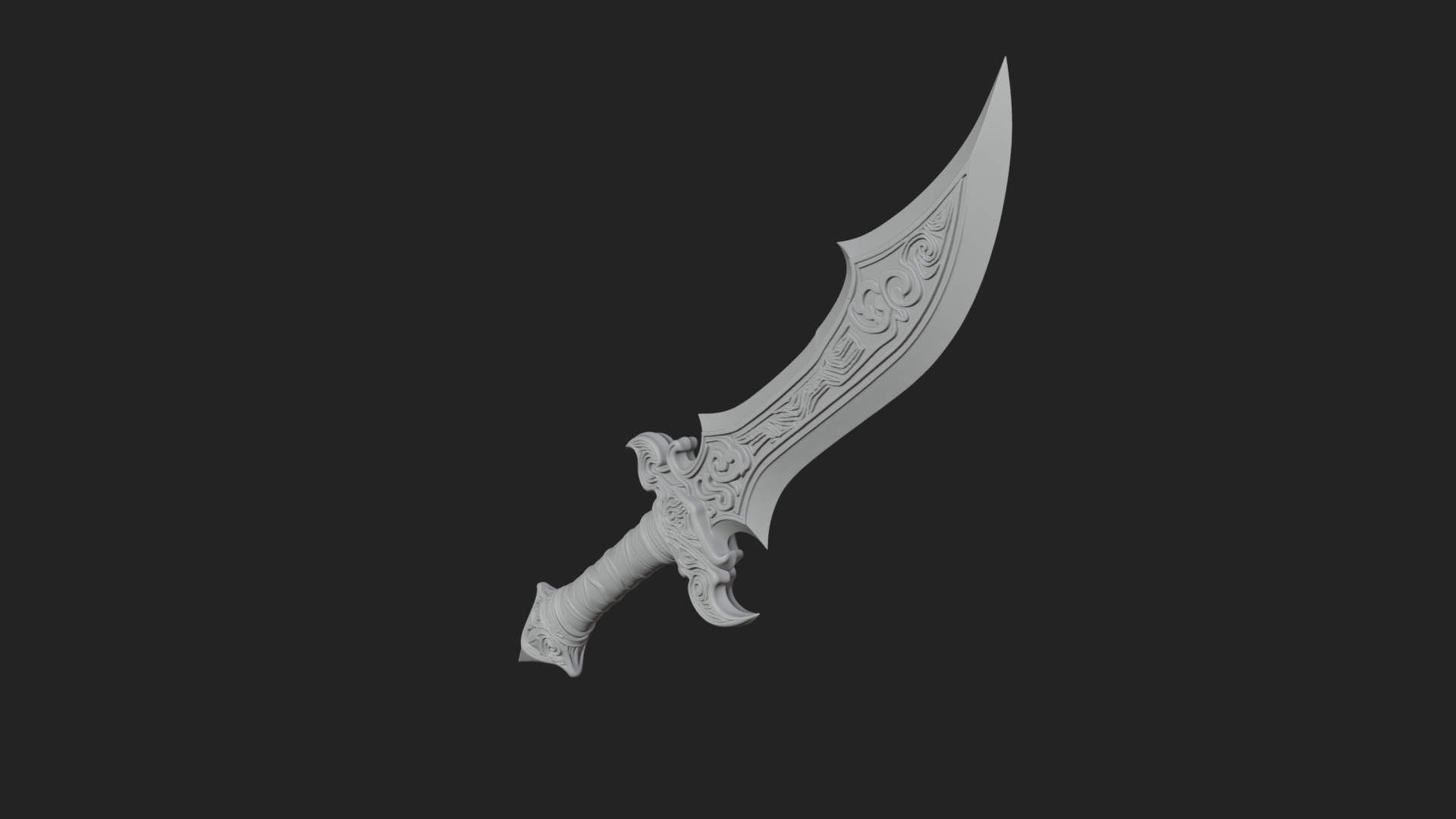 Curved Elven Sabre Model Design 1 3D Print Model 3D Model