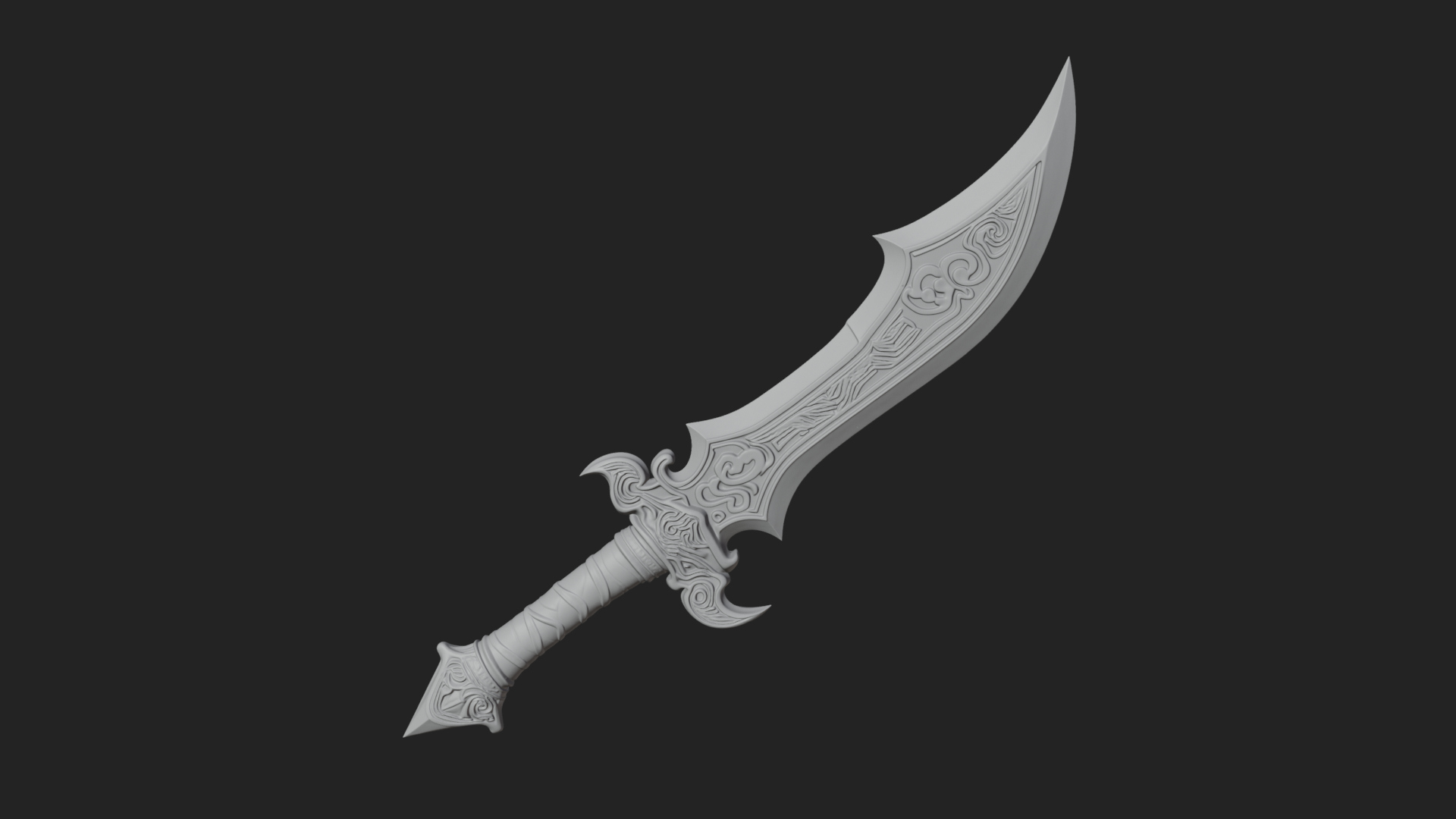 Curved Elven Sabre Model Design 1 3D Print Model 3D Model