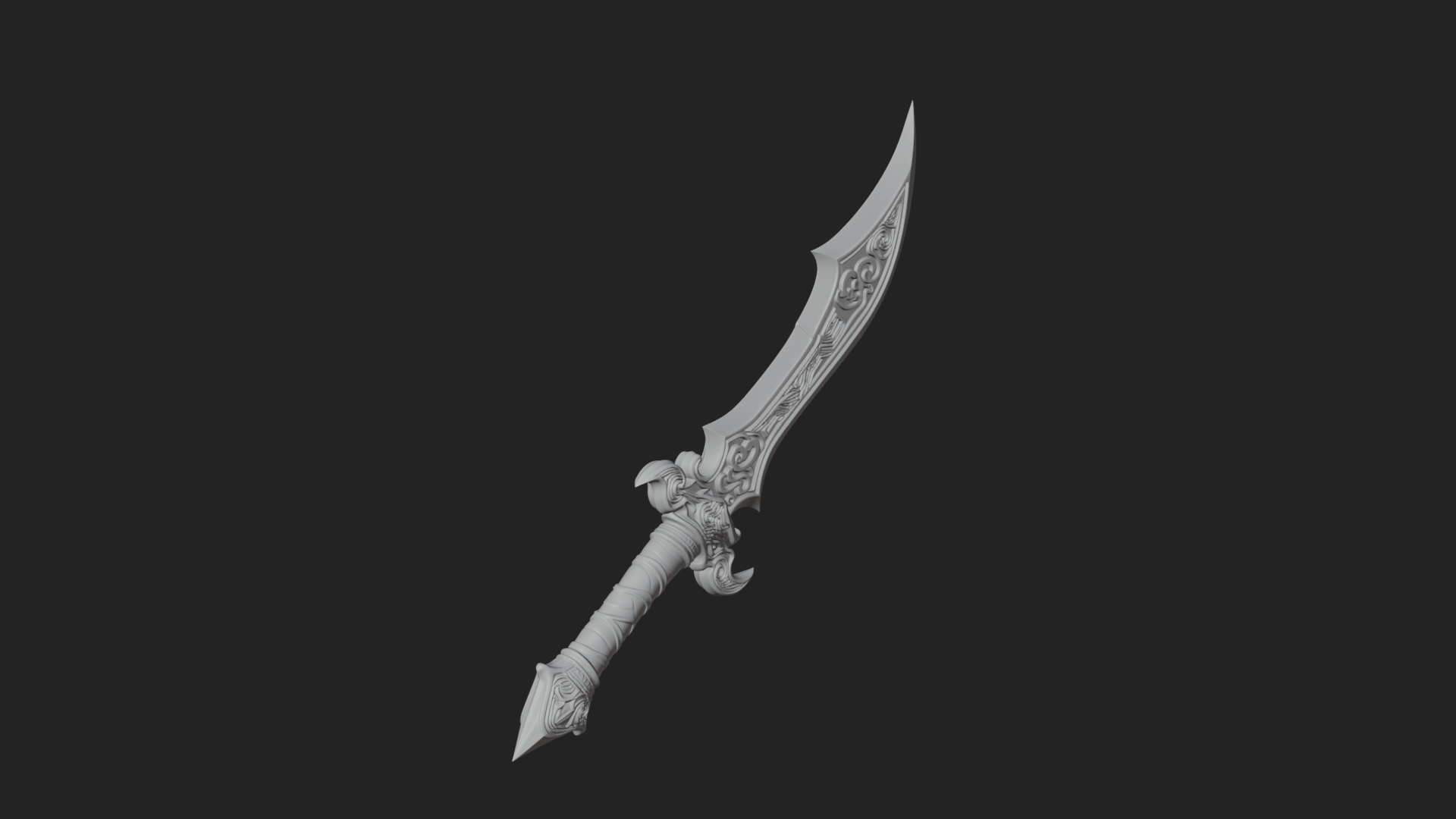Curved Elven Sabre Model Design 1 3D Print Model 3D Model