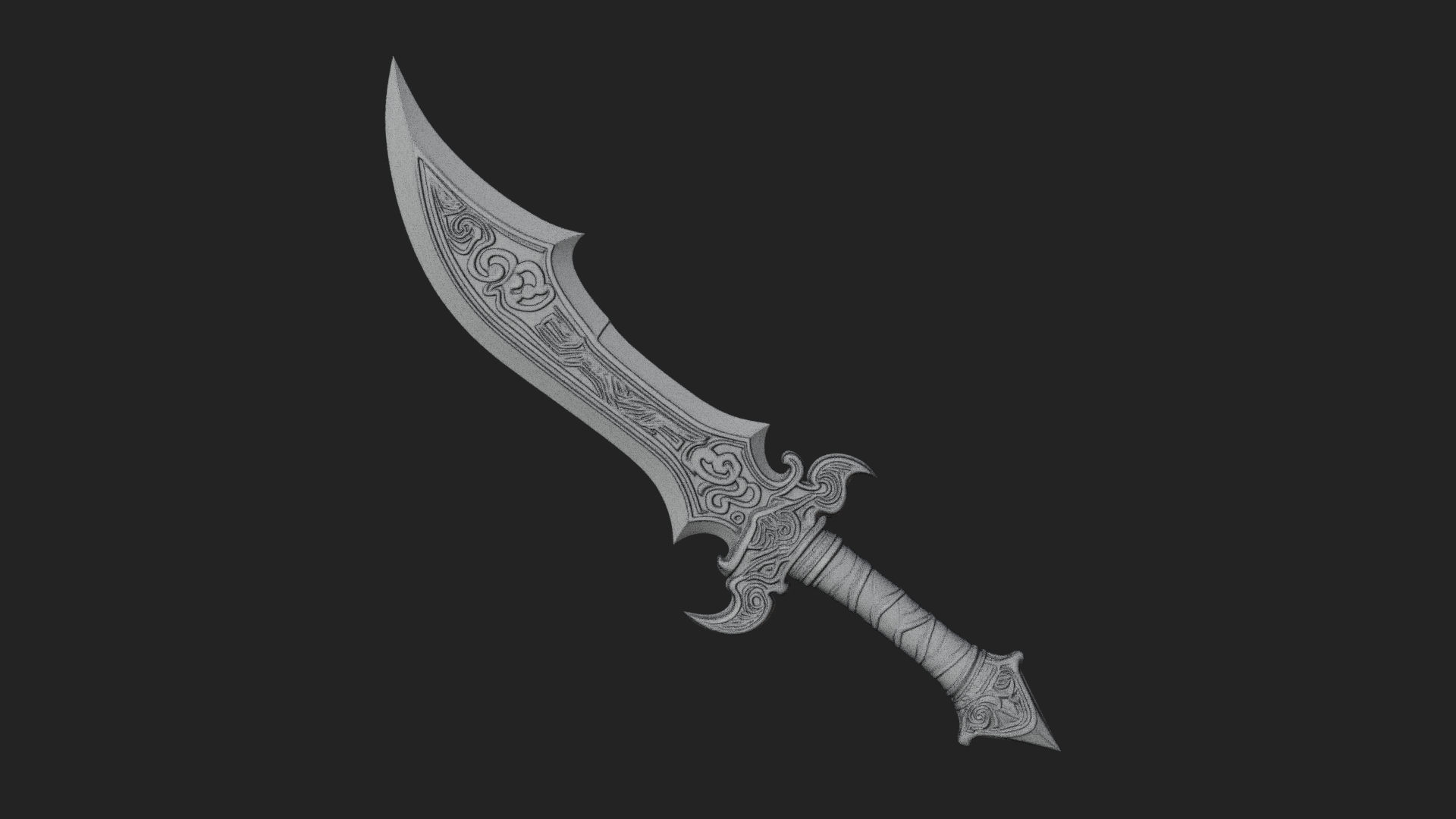 Curved Elven Sabre Model Design 1 3D Print Model 3D Model