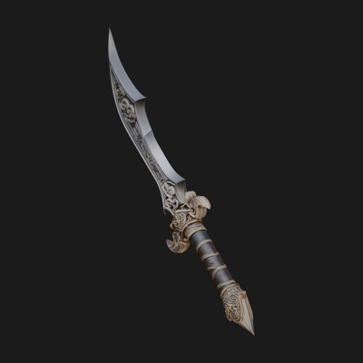 Curved Elven Sabre Model Design 1 3D Print Model
