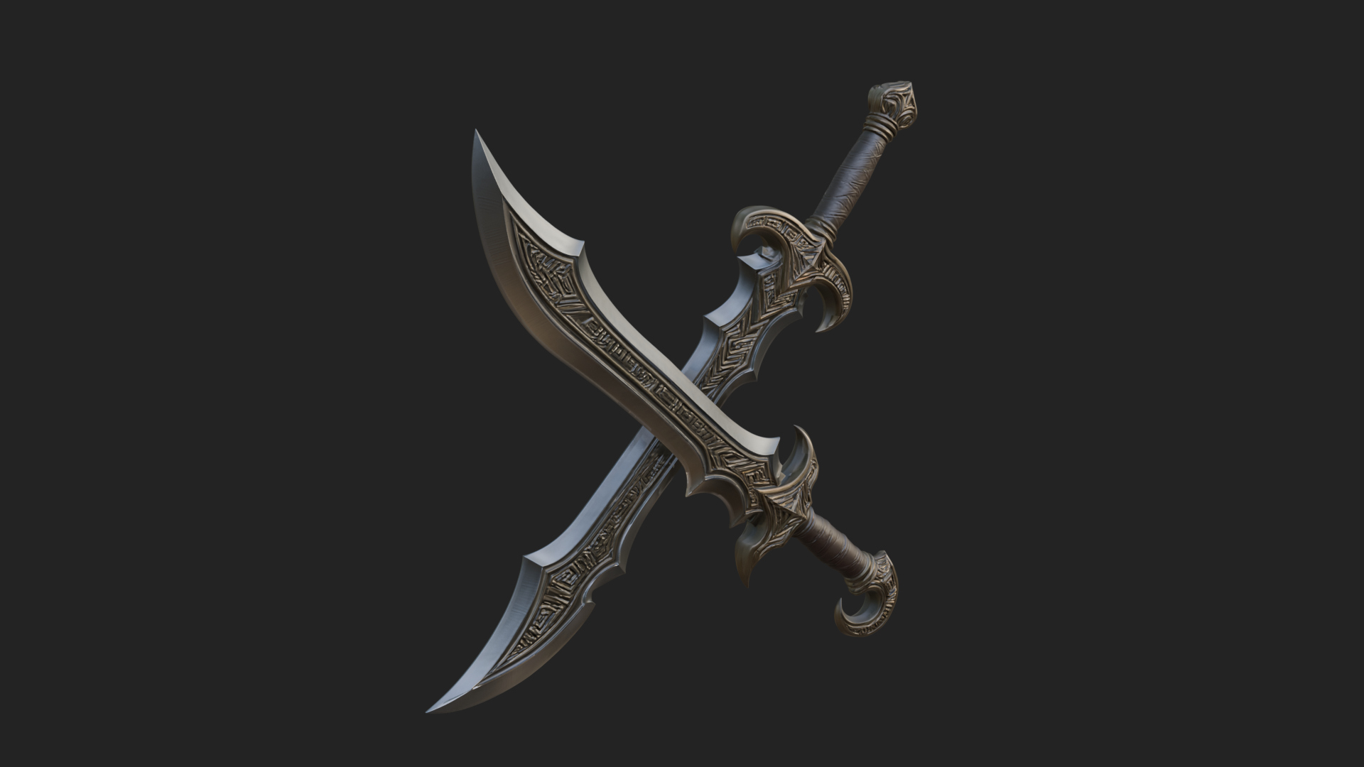 Curved Elven Sabre Model Design 12 3D Print Model 3D Model