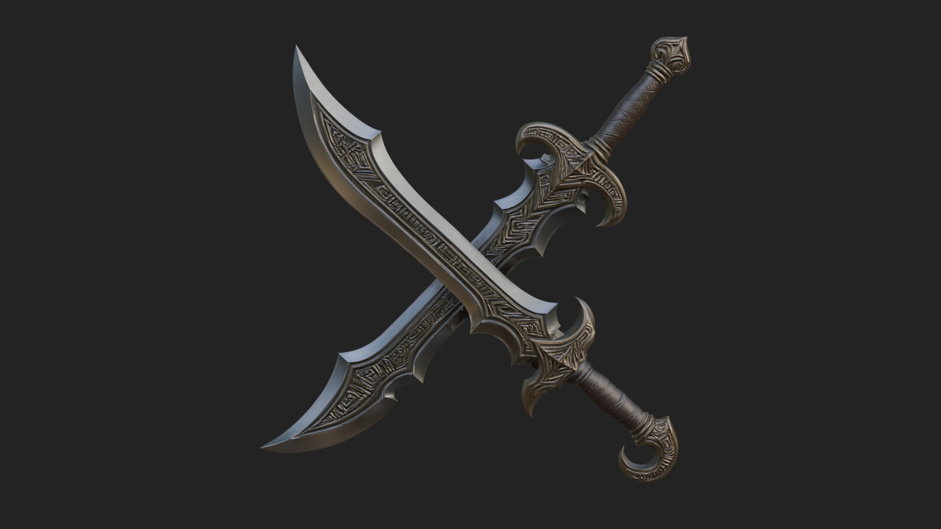 Curved Elven Sabre Model Design 12 3D Print Model 3D Model