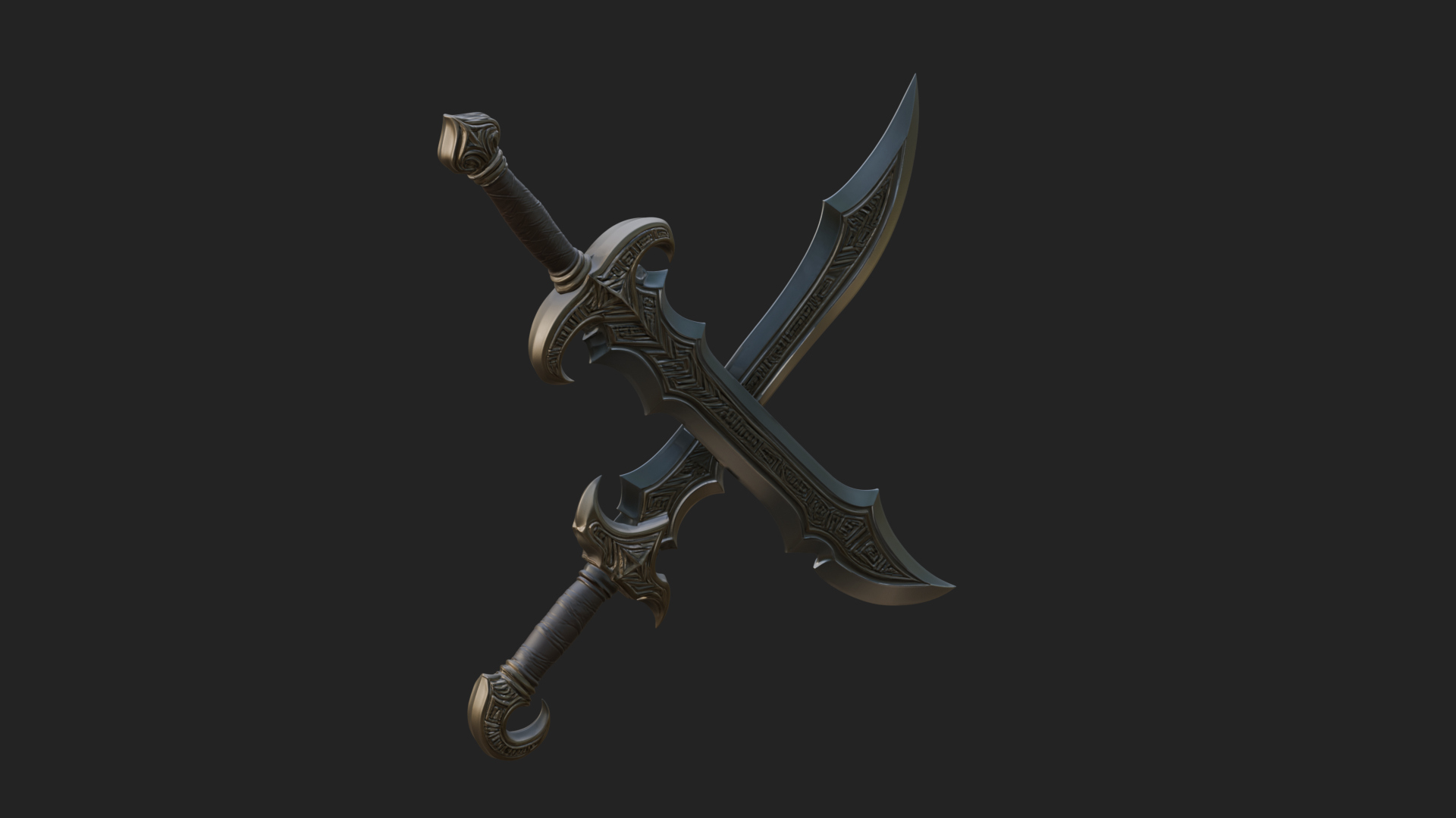 Curved Elven Sabre Model Design 12 3D Print Model 3D Model