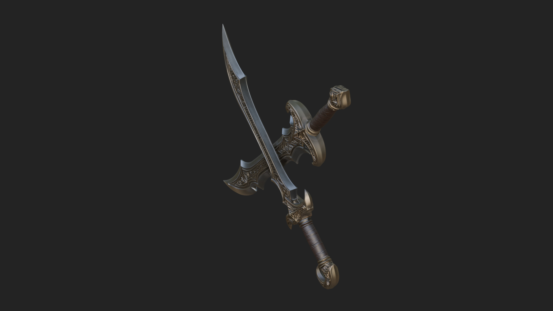 Curved Elven Sabre Model Design 12 3D Print Model 3D Model