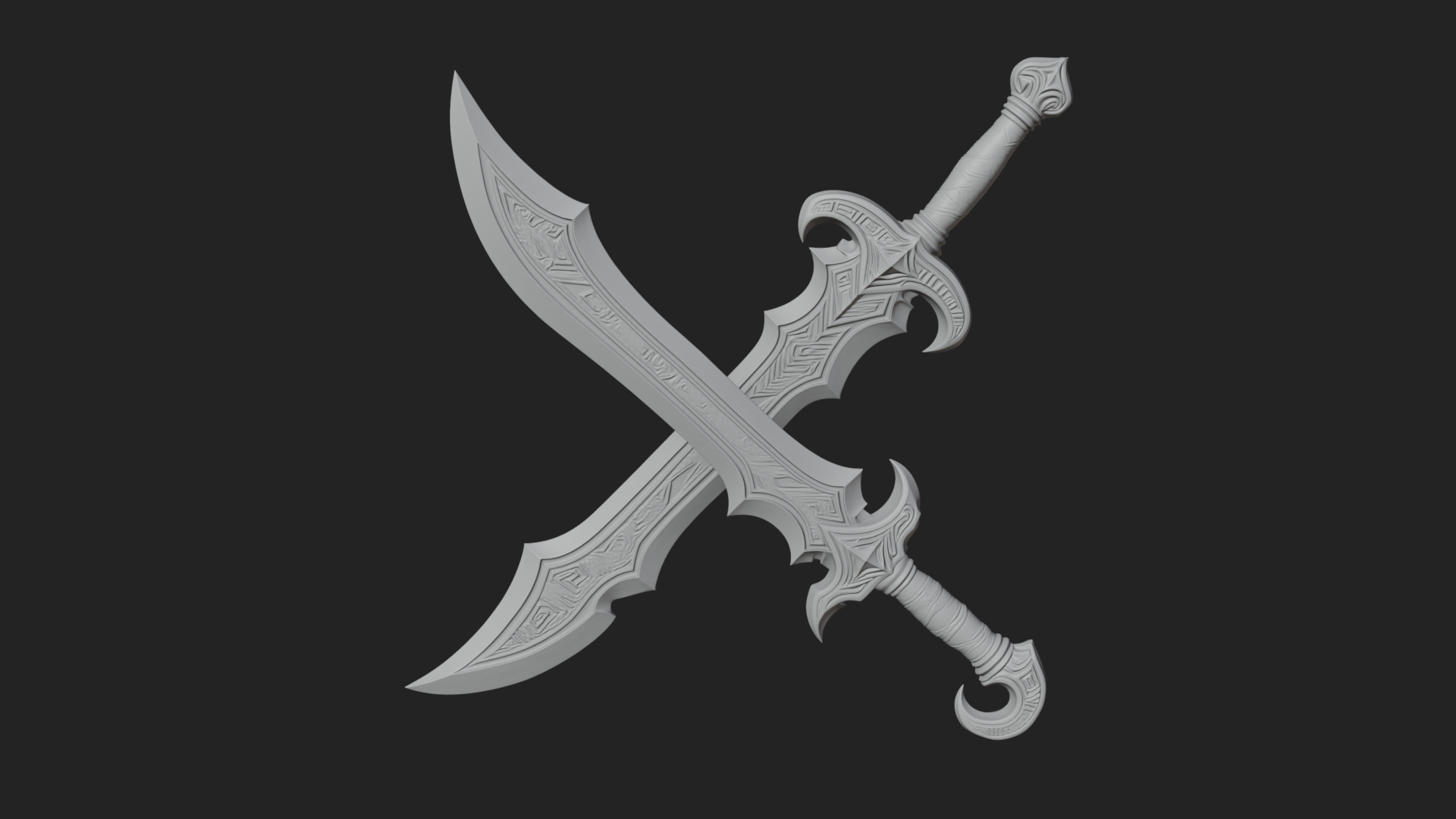 Curved Elven Sabre Model Design 12 3D Print Model 3D Model