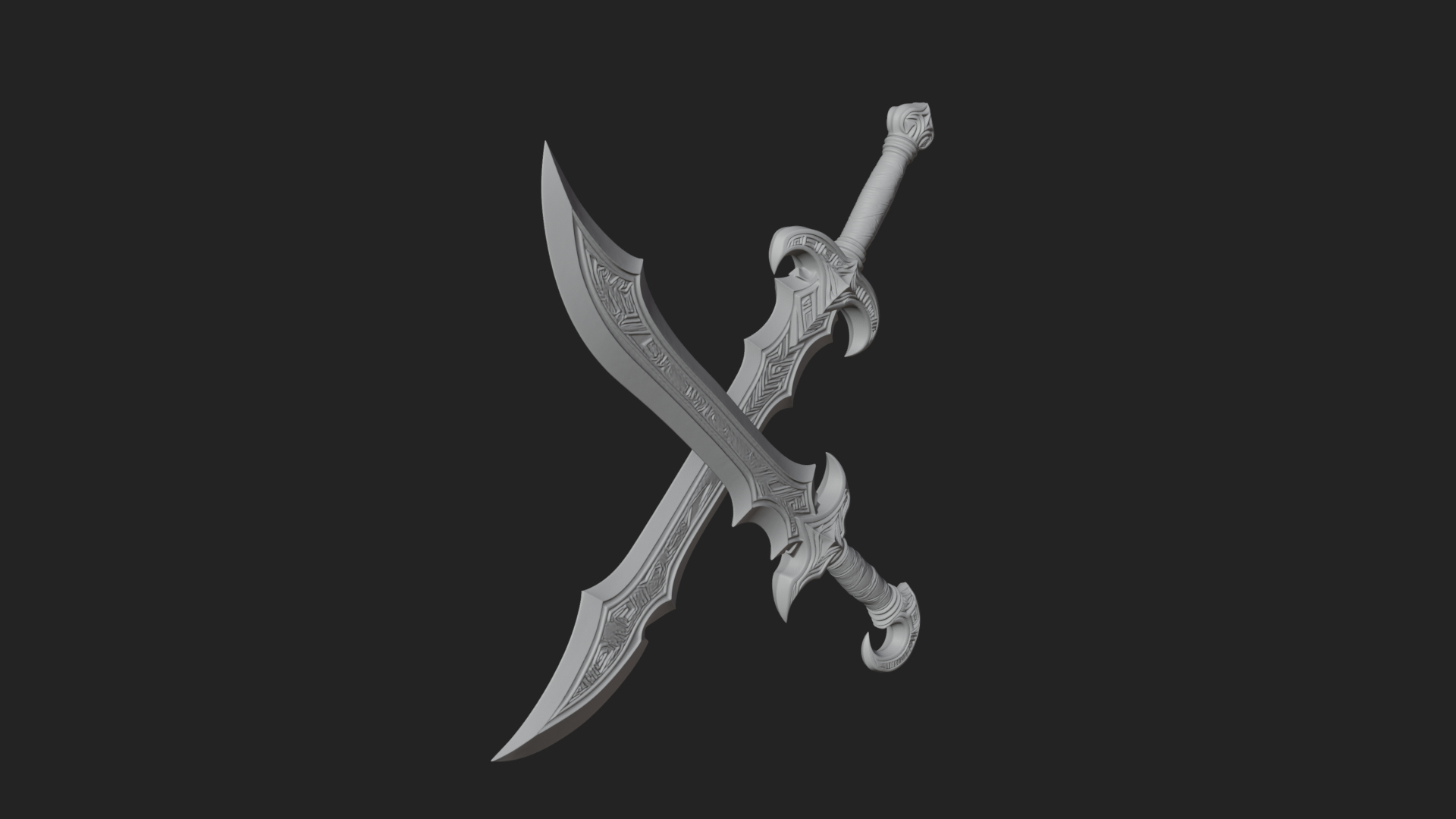 Curved Elven Sabre Model Design 12 3D Print Model 3D Model