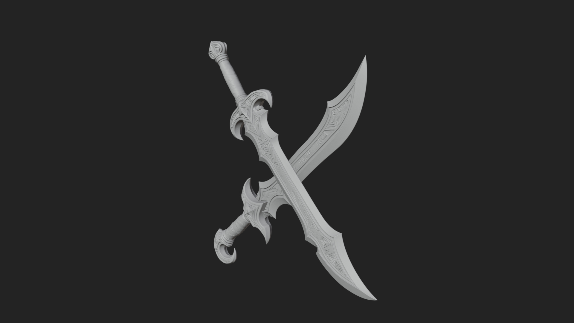 Curved Elven Sabre Model Design 12 3D Print Model 3D Model