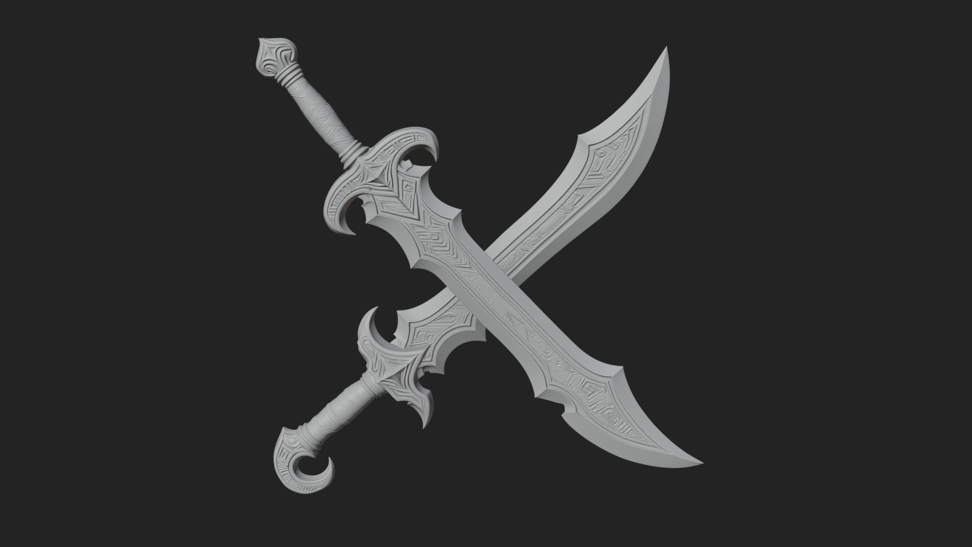 Curved Elven Sabre Model Design 12 3D Print Model 3D Model