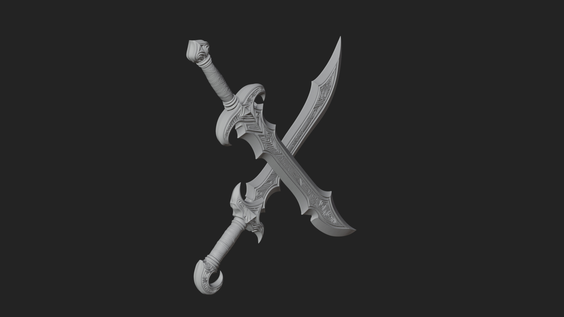 Curved Elven Sabre Model Design 12 3D Print Model 3D Model