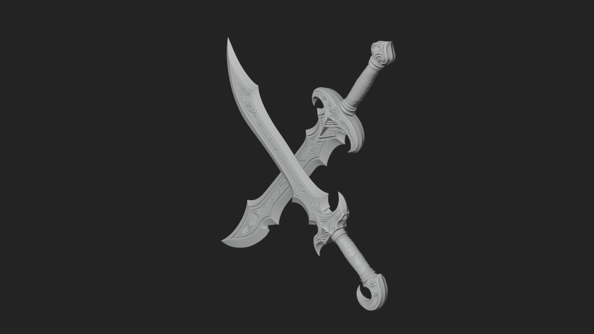 Curved Elven Sabre Model Design 12 3D Print Model 3D Model